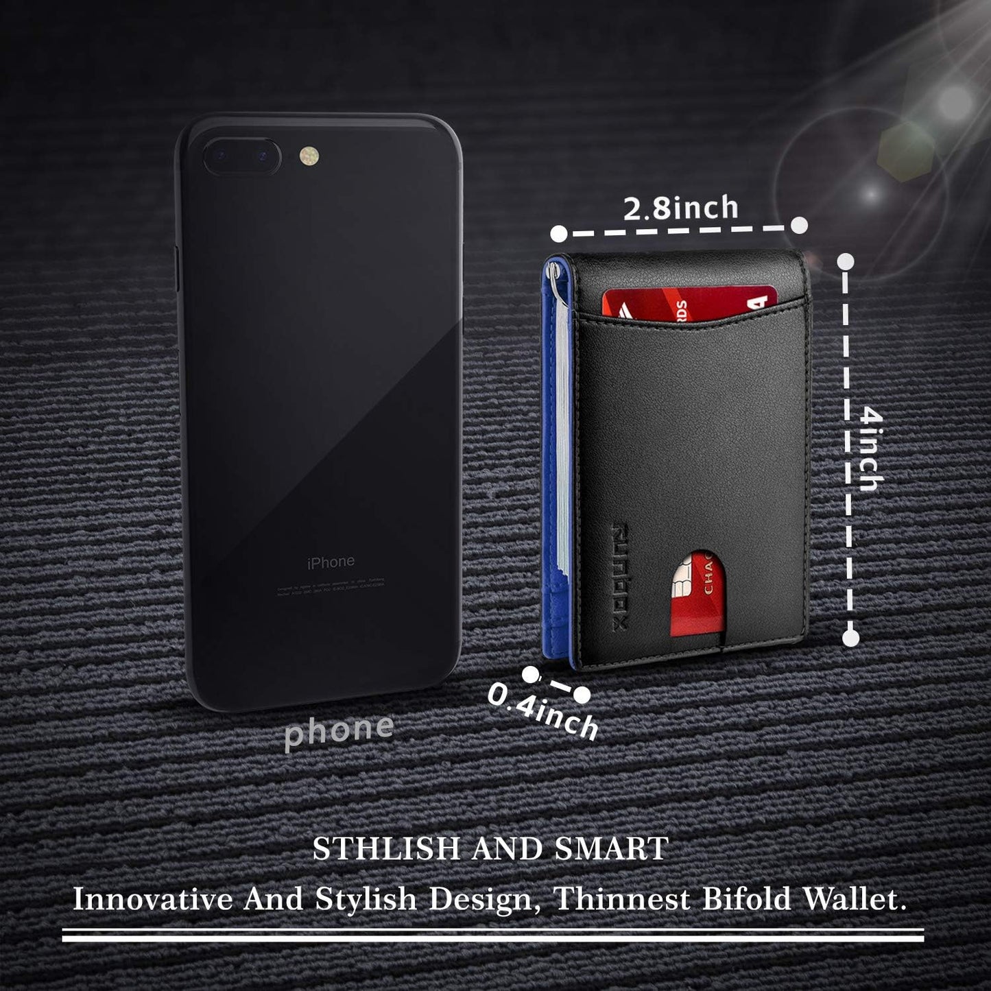 Slim Wallet for Men Genuine Leather RFID Blocking Bifold Minimalist Front Pocket Mens Wallet with Money Clip Thin Gift Box