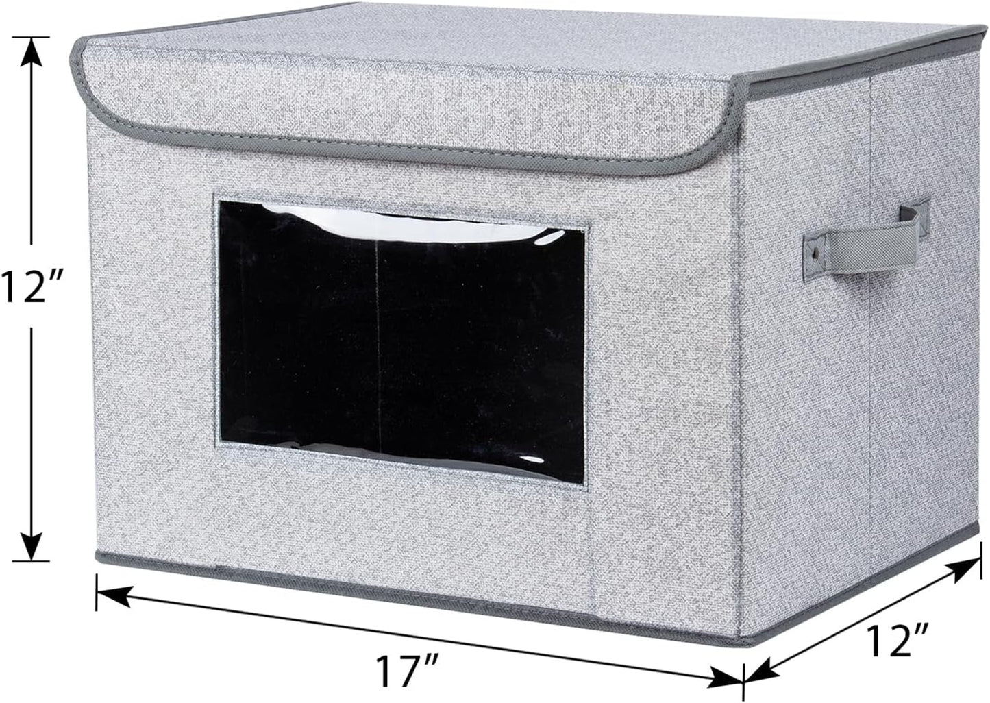 Univivi Larger Fabric Collapsible Storage Bins [2-Pack] Foldable Storage Boxes with Lids, Storage Cube Organizer Basket for Home, Closet, Bedroom (Gray, 17“ x 12” x 12")