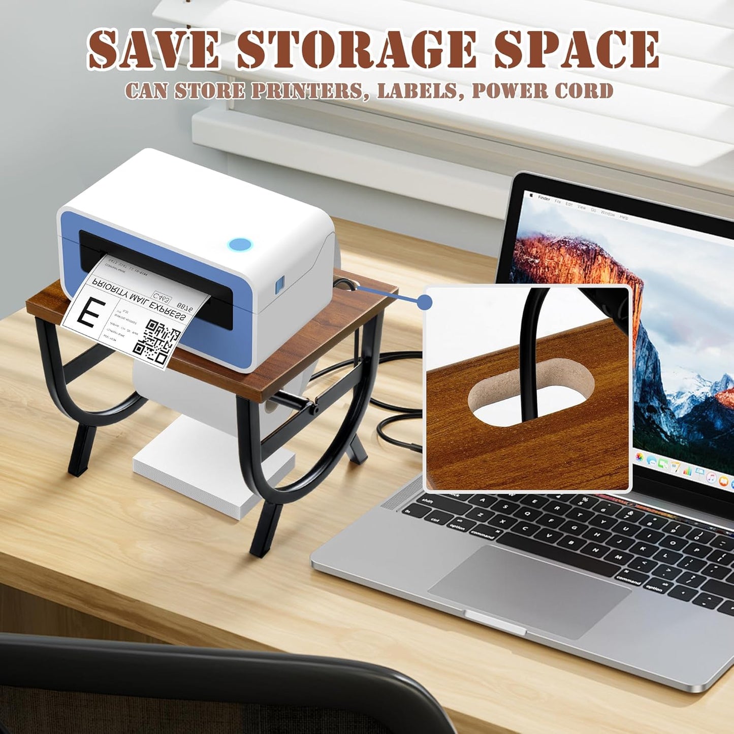 Label Holder for Rolls and Fan-Fold Labels, Thermal Label Holder, Shipping Label Roll Holder for Desktop Thermal Printer, Label Printer Accessory Supplies for Office, Small Business, Home