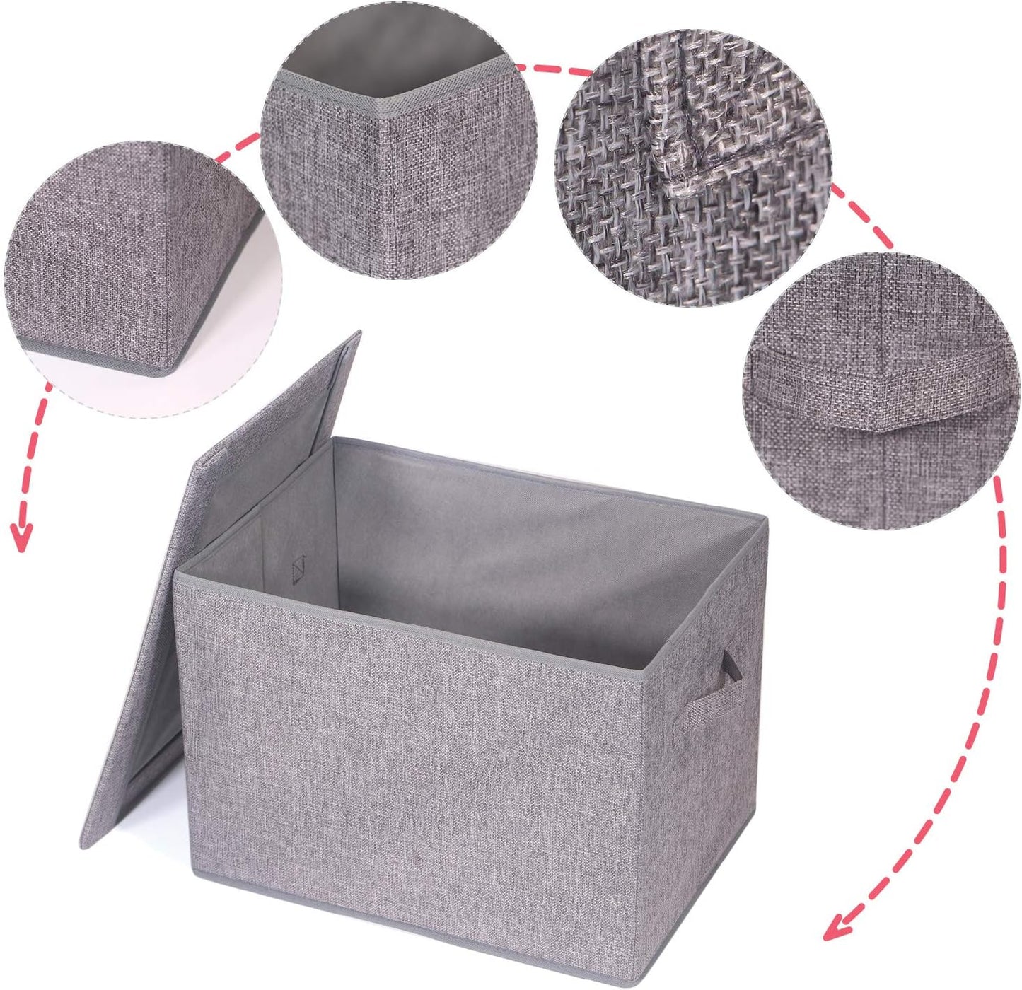 3 Pack Large Foldable Storage Box with Lids Fabric Storage Cube Organizer Cloth Containers Bins Baskets for Closet Clothes Clothing Bed Room