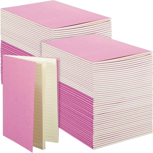 100 Pcs Kraft Notebook Journals 5.5 Inch x 8.3 Inch A5 Softcover Notebooks Bulk for Writing Sketch Office Notepad with 60 Pages 30 Sheets (Multicolor,Lined)(Pink,Lined)