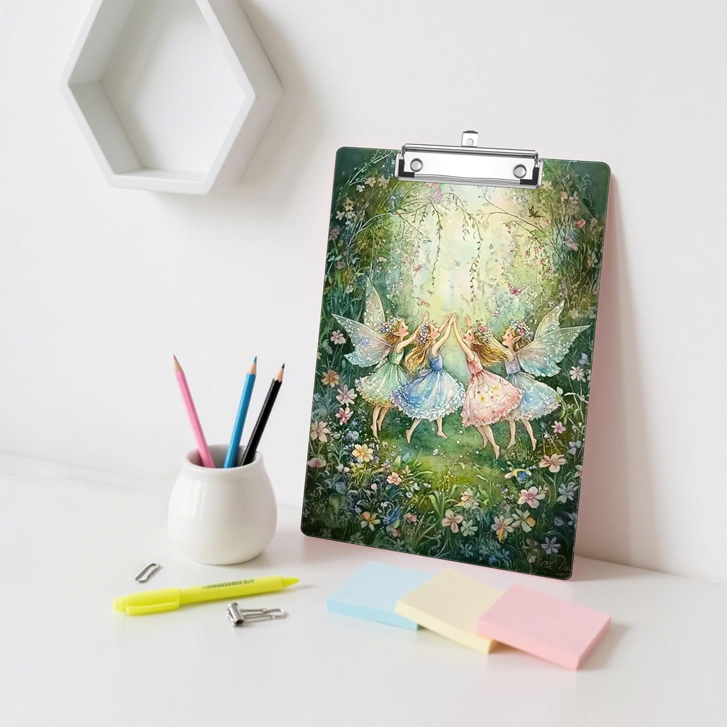 Garden Fairy Plastic Clipboards,Decorative Plastic Acrylic Clipboard for Teacher Social Worker Students Office Supplies 8 * 12