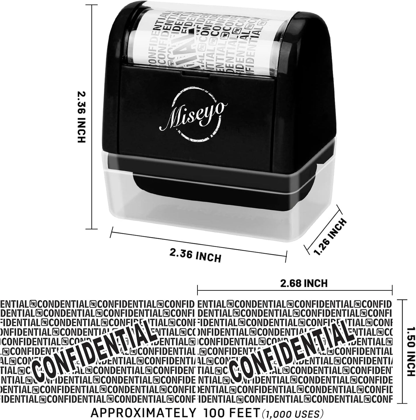 Miseyo Wide Roller Stamp Identity Theft Stamp 1.5 Inch Perfect for Privacy Protection,Anti-Theft Security Confidential Easy for Guard Personal Information Blockout - 3Pack Set