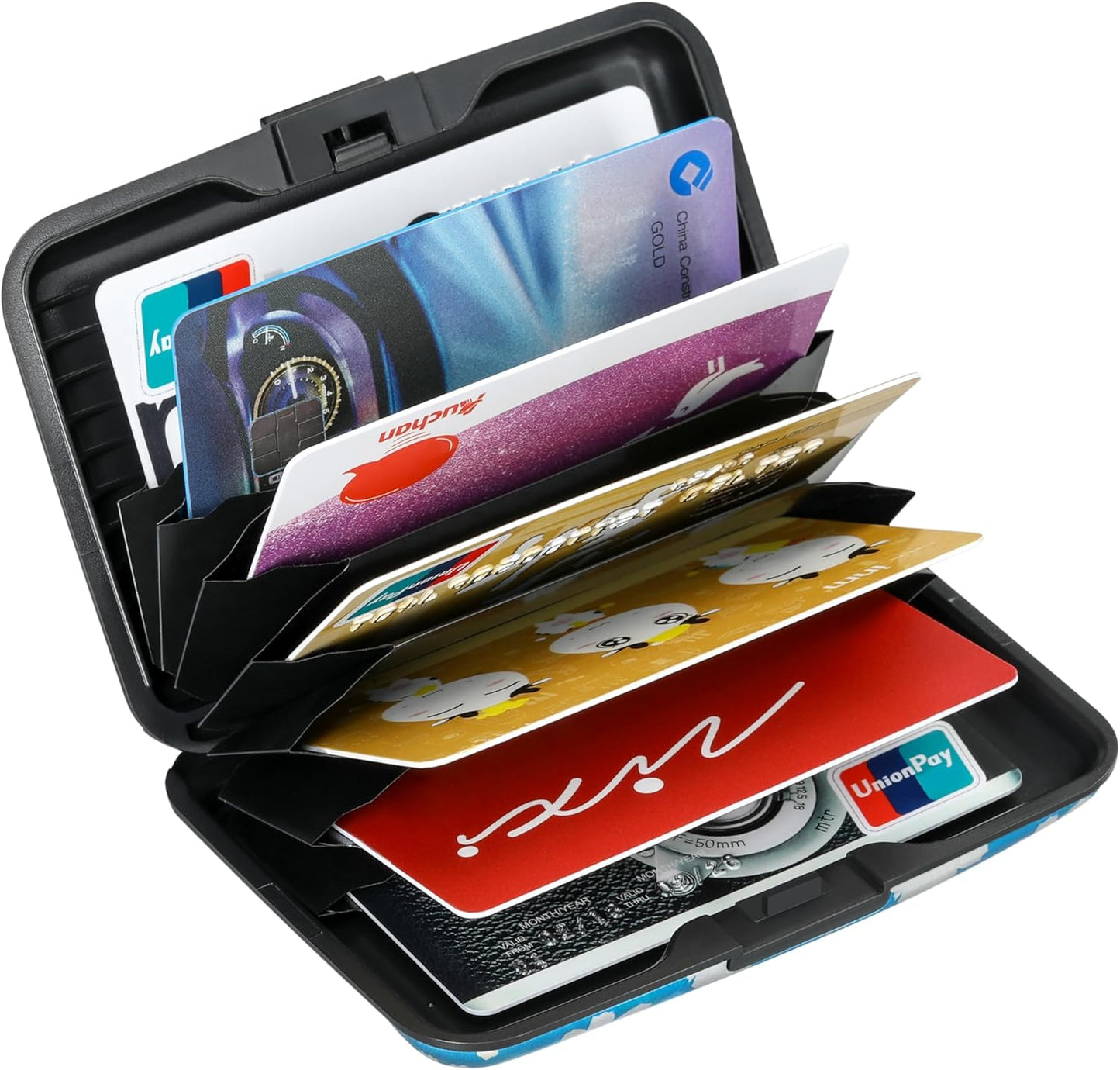 ELFISH Mini RFID Aluminum Wallet Credit Cards Holder Business Card Case Metal ID Case for Men Women(Blooms)