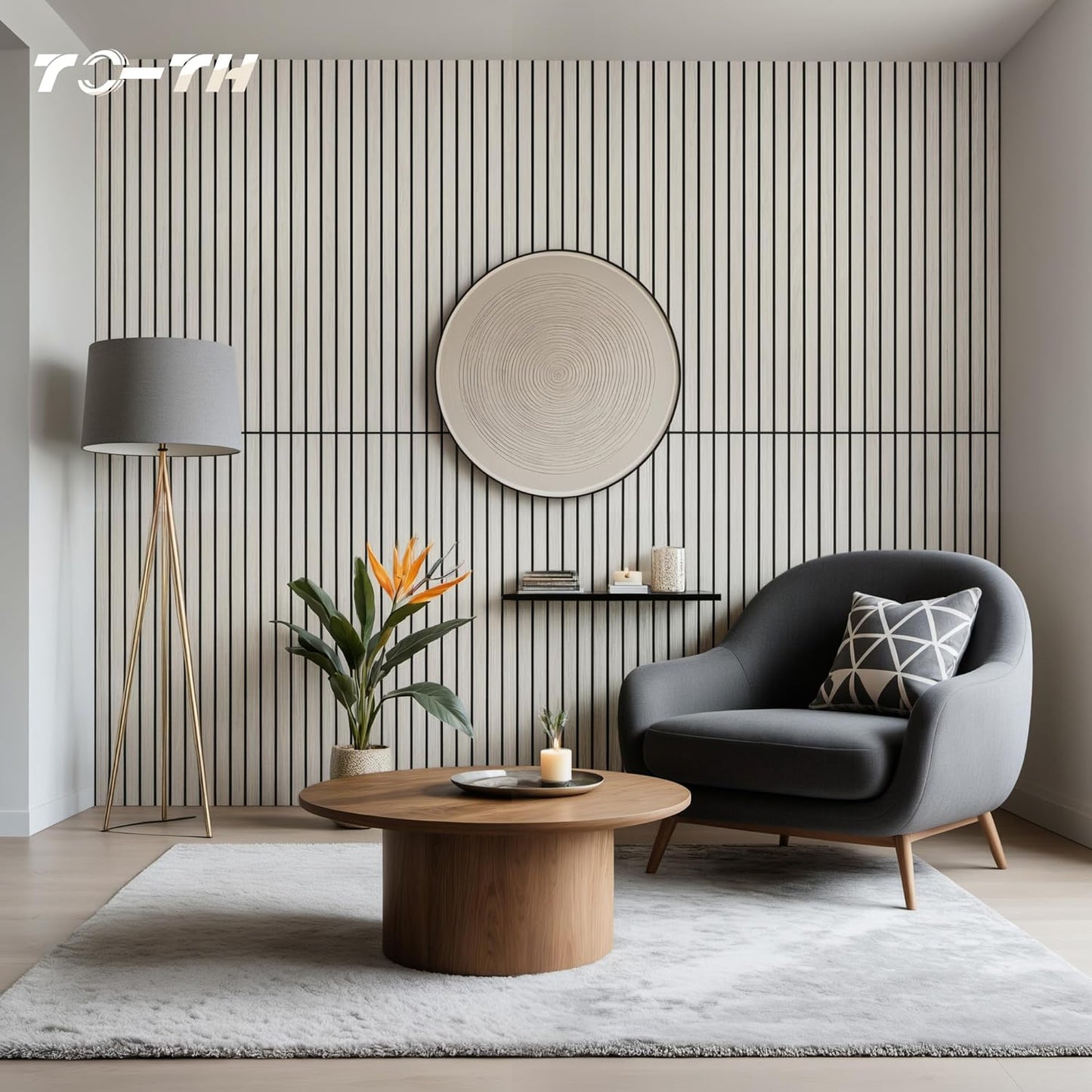 TO-TH Wood-Look Acoustic Panel, 4 Pack 47.2” x 23.6” Soundproof Wall Panels, Decorative Sound Absorbers Large Acoustic Panels for Home, Office, Basement, Natural Oak