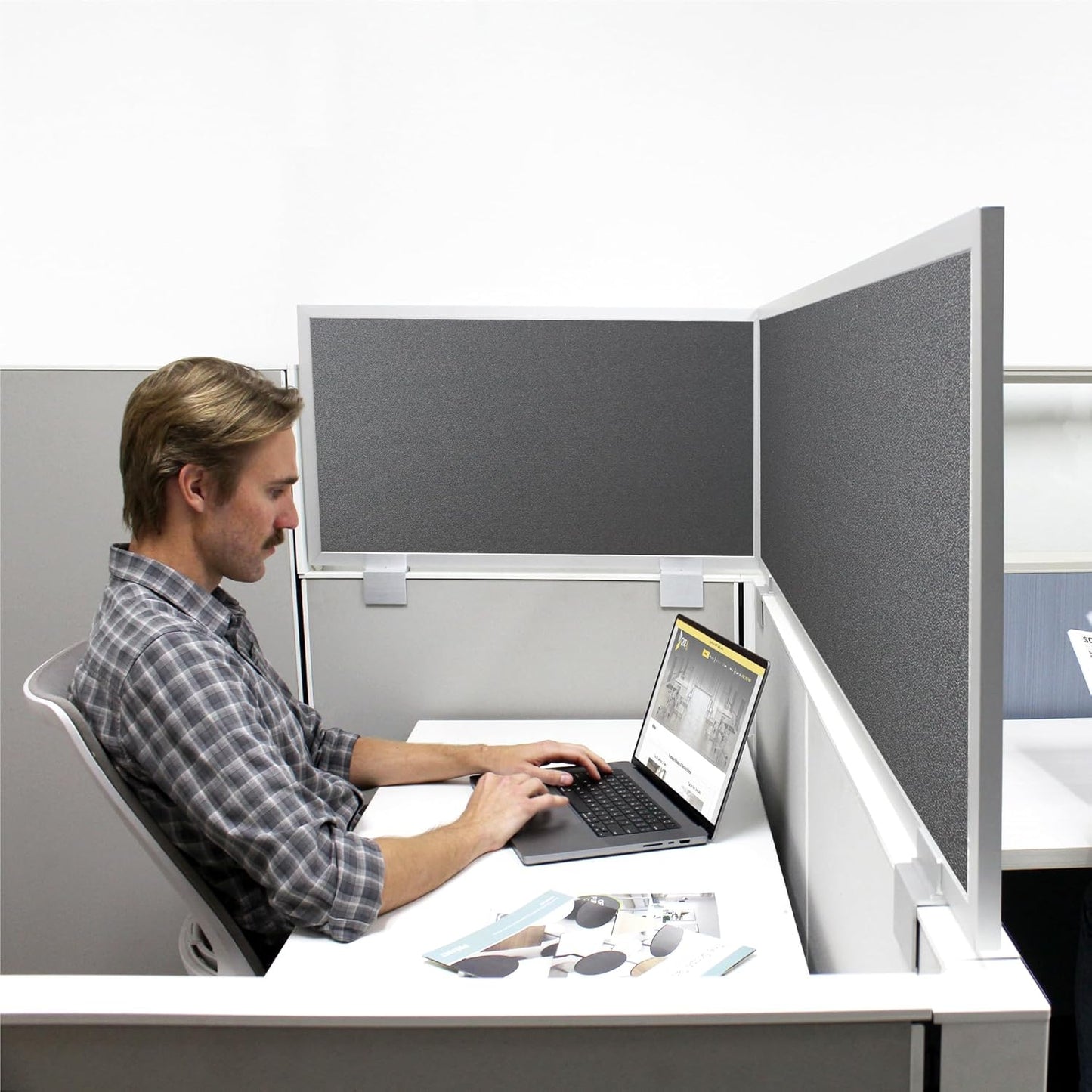 OBEX Acoustical Cubicle Privacy Screen Extender Desk Panel & Office Divider, Add Separation & Block Noise, 12" x 66", Graphite