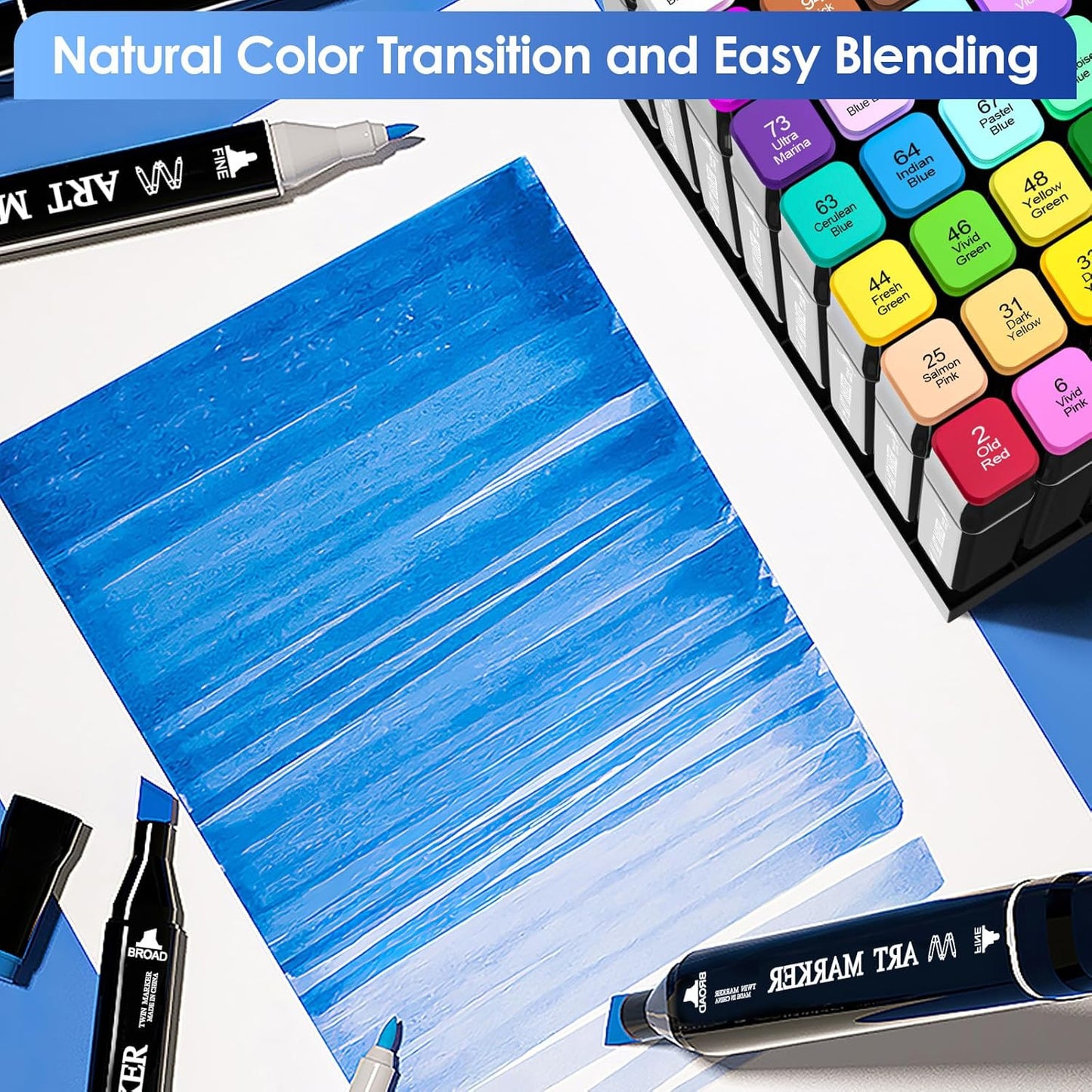 Banral 48 Colors Alcohol Markers Set, Dual Tip Alcohol Based Markers, Art Markers Pens for Artists Kids Adult Coloring, Permanent Illustration Sketch Markers for Drawing with Case and Holders
