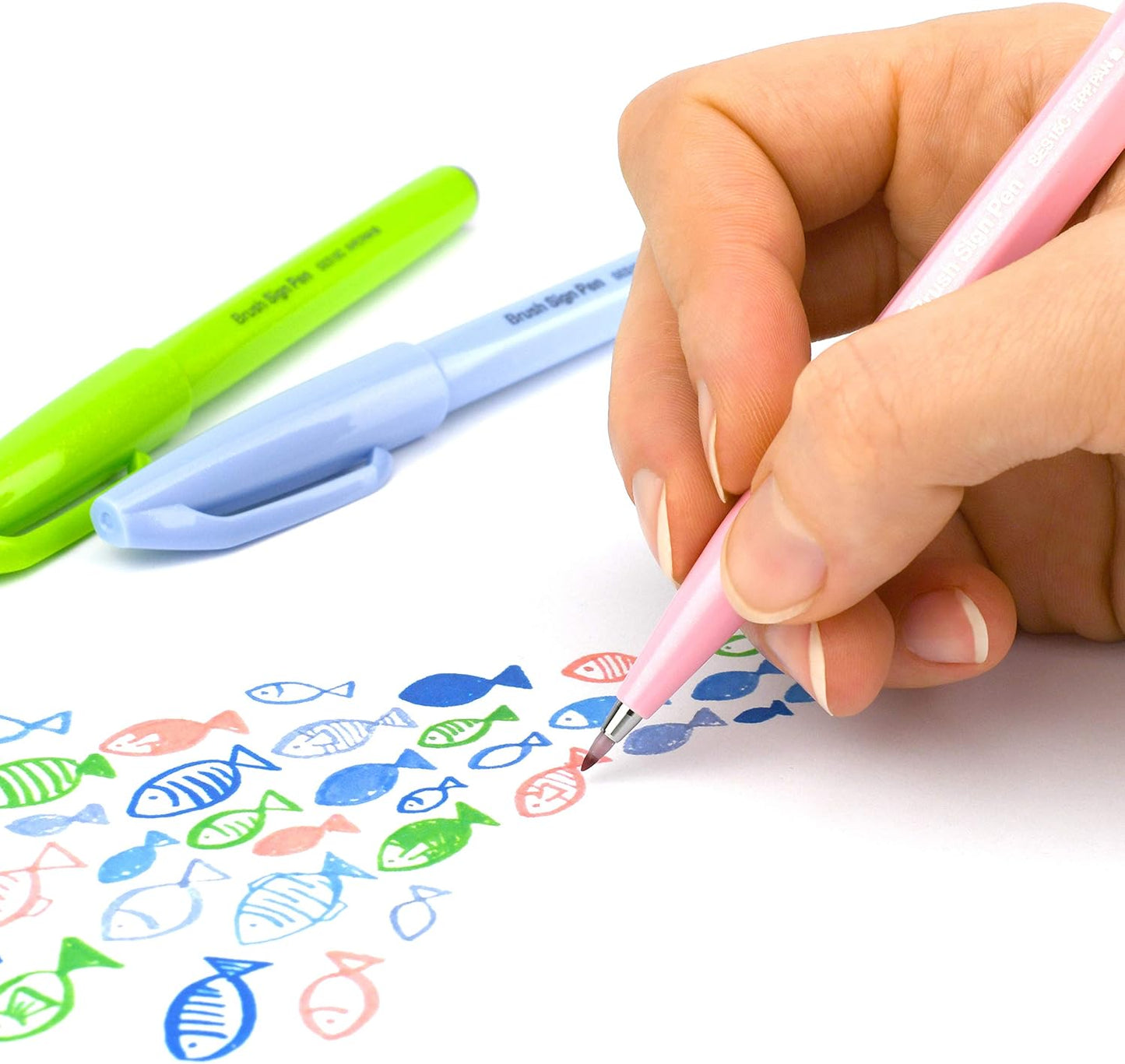 Pentel Arts Sign Pen Brush Tip, Assorted Colors, 12 Pack Box (SES15C2PC12)