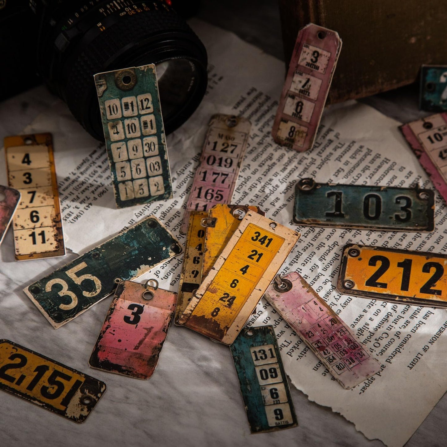 Vintage Numbered Tags Sticker Set, 150PCS Retro Cardstock Stickers for Scrapbooking, Journaling, DIY Crafts, and Art Supplies