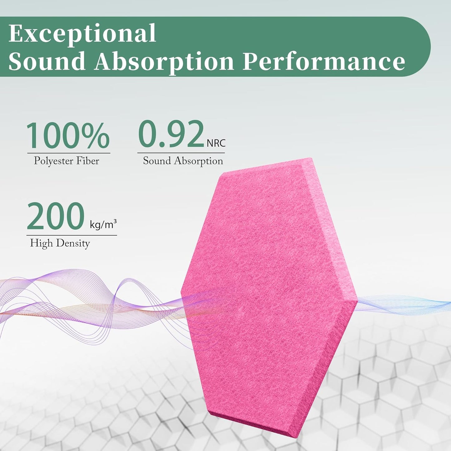 Hexagonal Acoustic Panels-12 Pack High-Density Sound Absorbing Panels 12"X10"X0.4" for Enhanced Noise Reduction, DIY Design, Idea for Studios, Offices, and Home Theaters(Peach Pink)