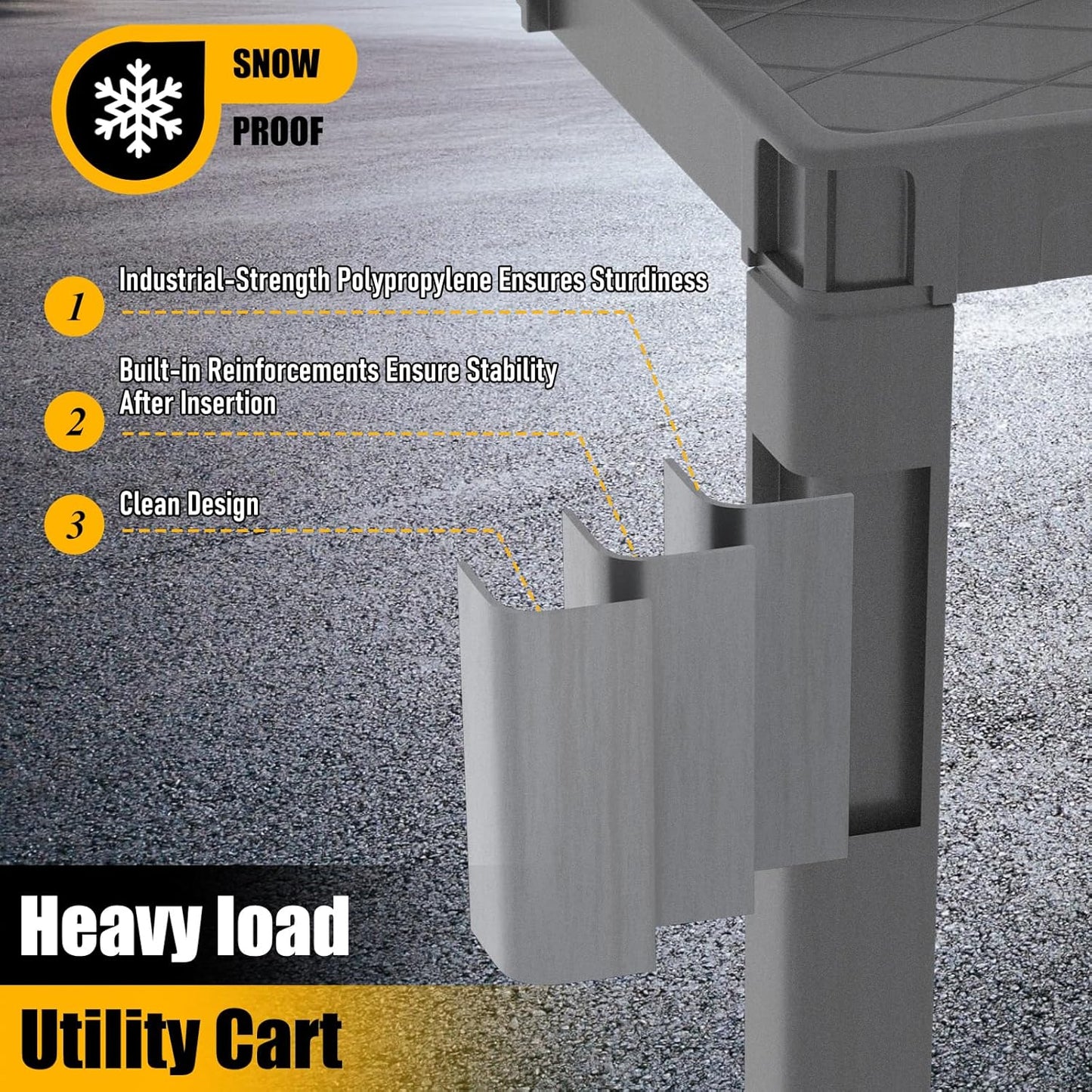 2 Tier Rolling Utility Cart on Wheels, 1000 lbs Capacity Plastic Service Cart with Lipped Shelves, 46 x 26-Inch Heavy Duty Work Cart for Warehouse, Garage, Cleaning, Gray