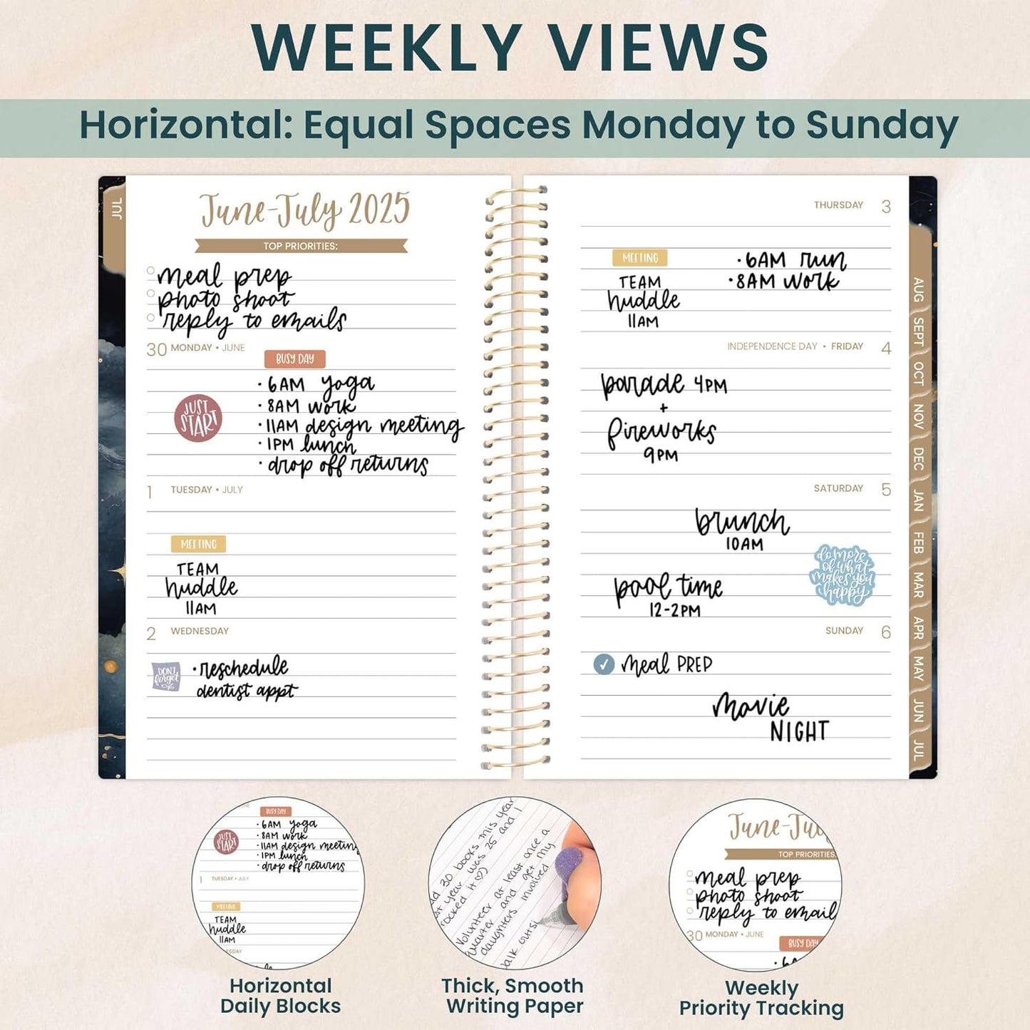 bloom daily planners 2025-2026 Academic Year Pocket Planner (July 2025 - July 2026) - 4” x 6” MINI Weekly Monthly Agenda Organizer & Calendar Book - Midnight Sky