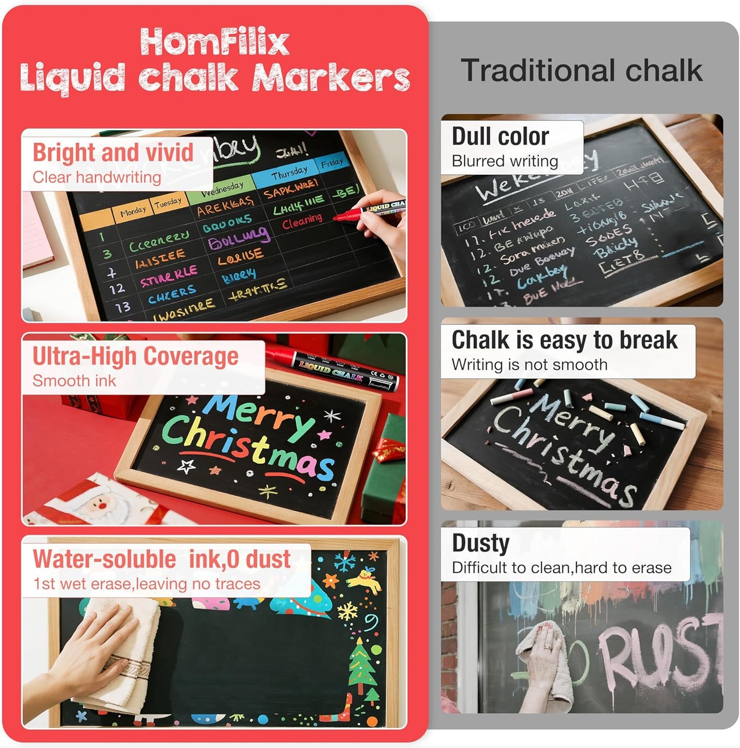 24-Color Liquid Chalk Markers Set, Erasable, Dust-Free, for Blackboard, Glass, Cars, Windows - Ideal for Teaching, Display, Creativity, Paint Pens, Dry Erase Markers