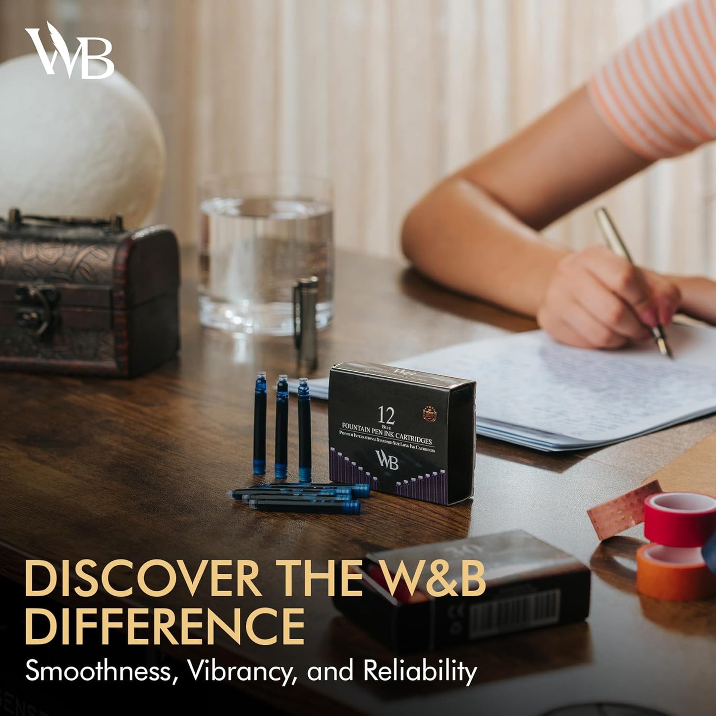 Wordsworth & Black 12 Pack Fountain Pen Ink Refills - Set of 12 Blue Ink Cartridges - International Standard Size - Length APPR 2.3" - Base Diameter APPR 0.24" - Disposable and Generic