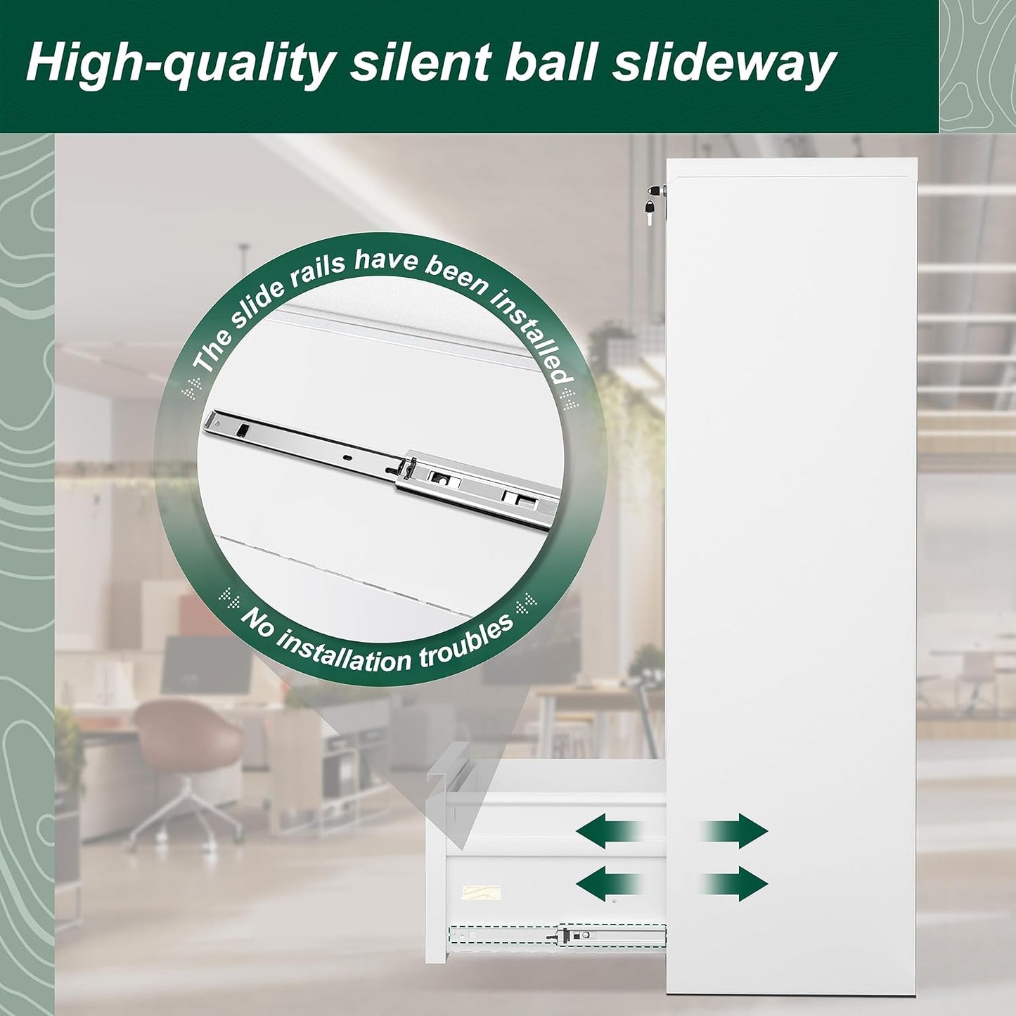 Superday Lateral File Cabinet 4 Drawer, Filing Cabinets with Lock, Large Deep Locking Metal File Cabinets Two Drawer Filing Cabinet for Home Office/Legal/Letter/A4/F4(White)