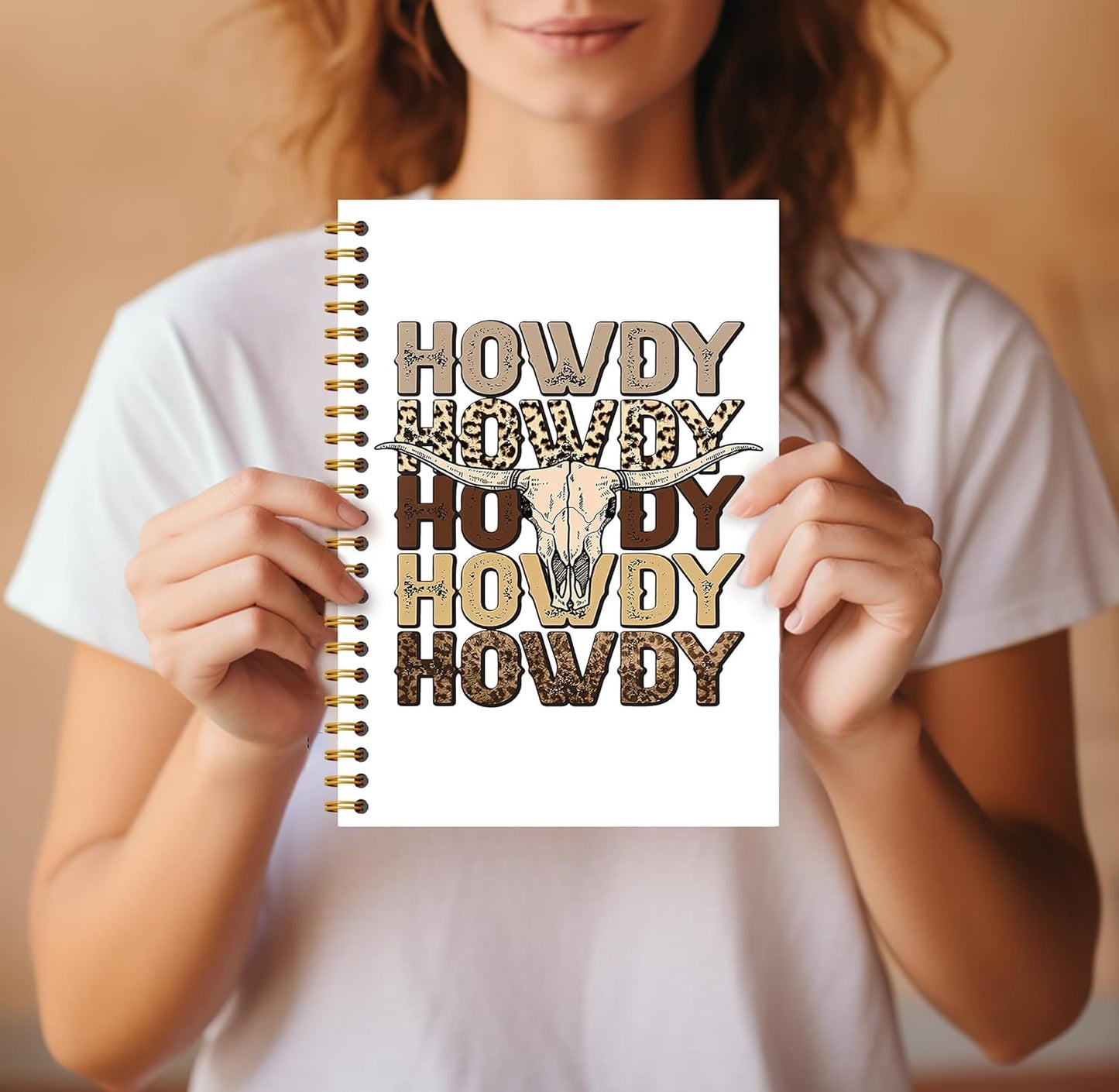 Howdy Western Notebook Journal 164 Pages - Western Gifts for Women Cowboy Cowgirl, Western Cool Notebook, College School Supplies, 5.5×8.3 Notebook Spiral Bound