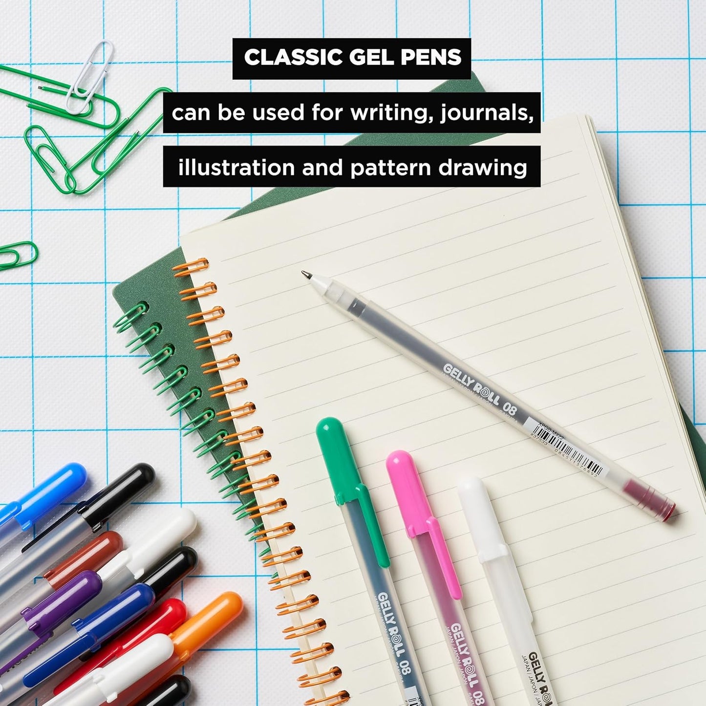 SAKURA Gelly Roll Gel Pens - Medium & Bold Tip Ink Pens for Journaling, Art, or Drawing - Classic White Ink - 08/10 Assorted Tip Sizes - 6 Pack