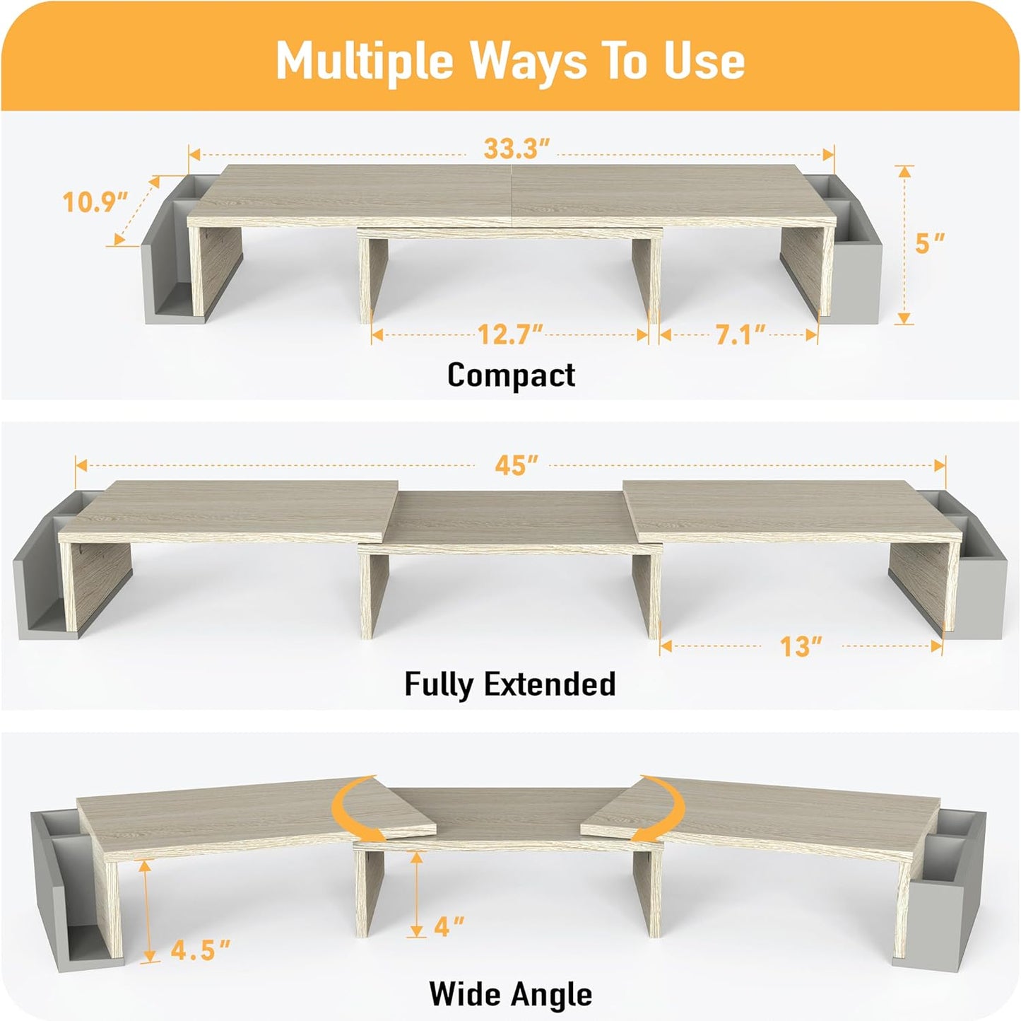 Simple Houseware Desk Dual Monitor Stand Riser with Drawer, Maple