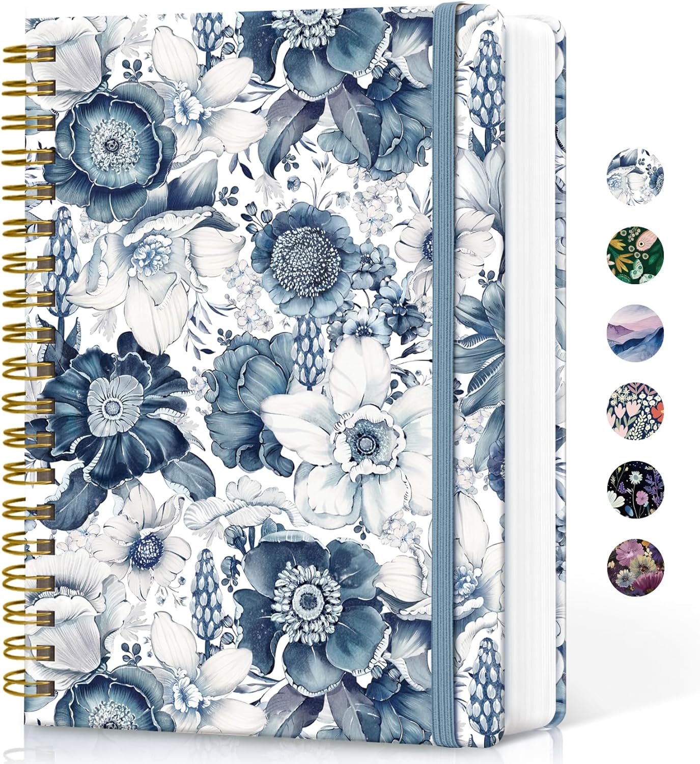 Lined Spiral Notebook Journal for Work, 300 Pages Thick B5 (7.1"x10") College Ruled Journal for Women & Writing, Hardcover Notebook for Note Taking, Perfect for Office Home School, Blue Floral