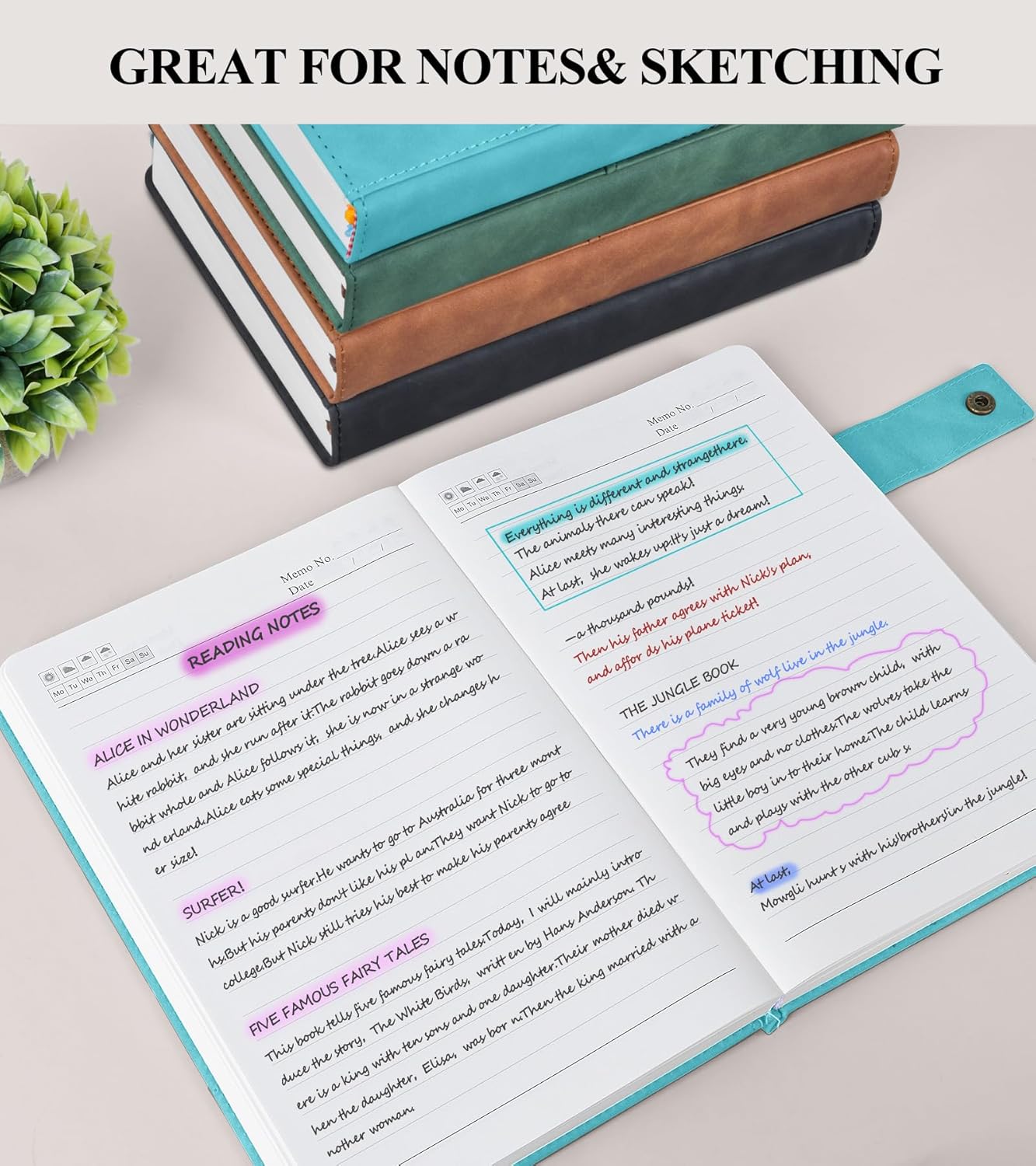 365 Page Thick Lined Journal Notebook for Men Women, B5 Large Leather Journals for Writing, Hardcover Notebooks for Work, School, Note Taking, Business, Travel Diary, College Ruled 7.6" x 10"