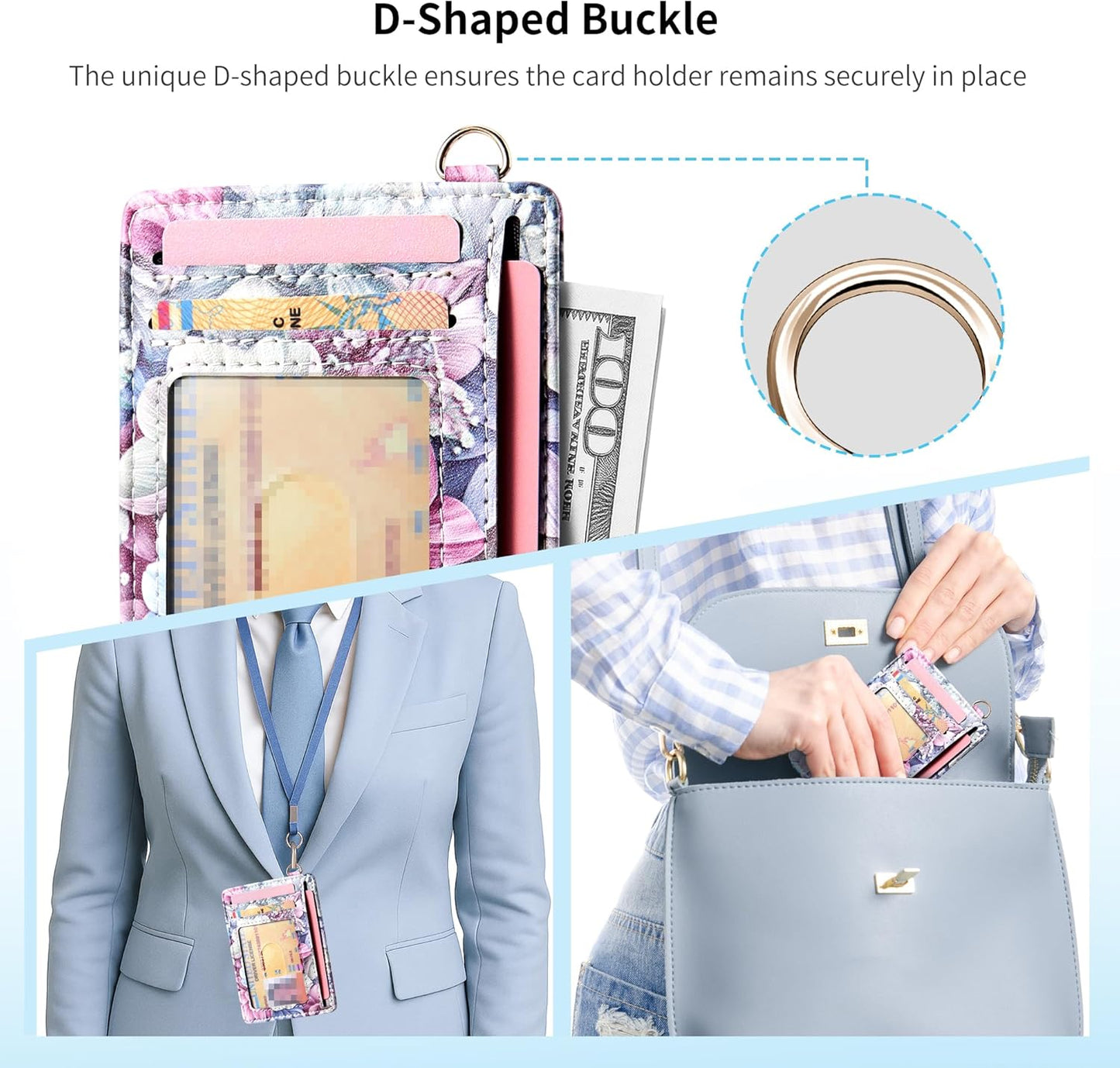 Mayski Slim Wallet, Credit Card Holder for Women, Minimalist Front Pocket RFID Blocking Card Cases, Small Wallet Women Men(Happy Flower)