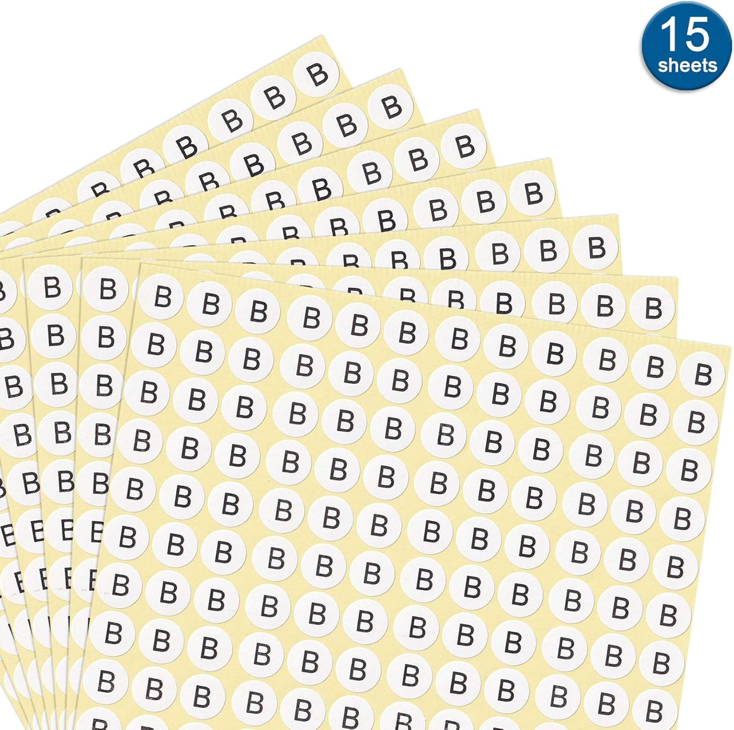 dealzEpic - Alphabet Stickers of The Letter B - Small Round Paper Self-Adhesive Peel and Stick Letter Labels - Set of 15 Sheets