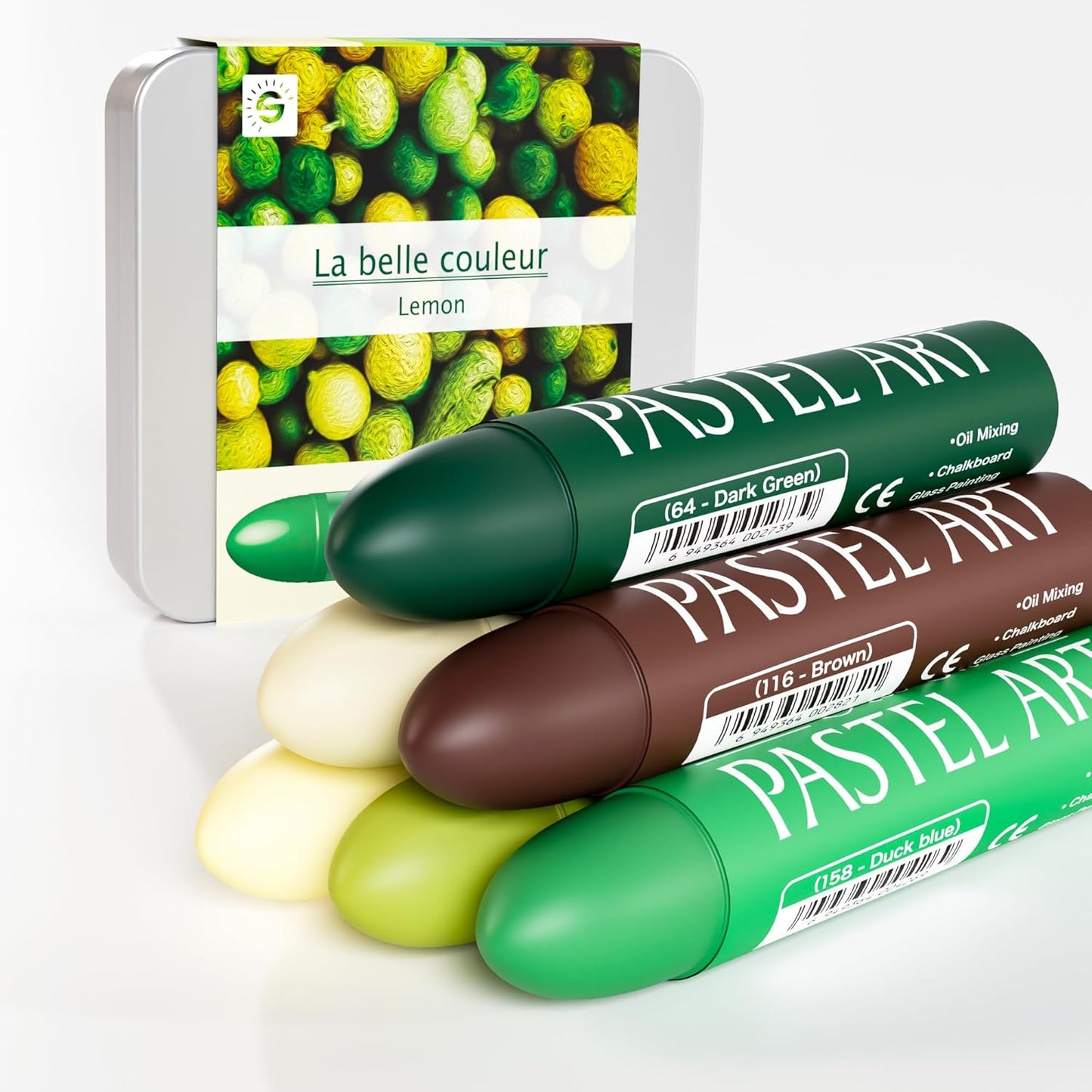 6 Pack Jumbo Oil Pastels Set (14 x 84 mm), Soft Oil Pastels with Vibrant Colors, Great Blending and Layering, Pastel Crayons for Professional Artists and Hobbyists, Lemon