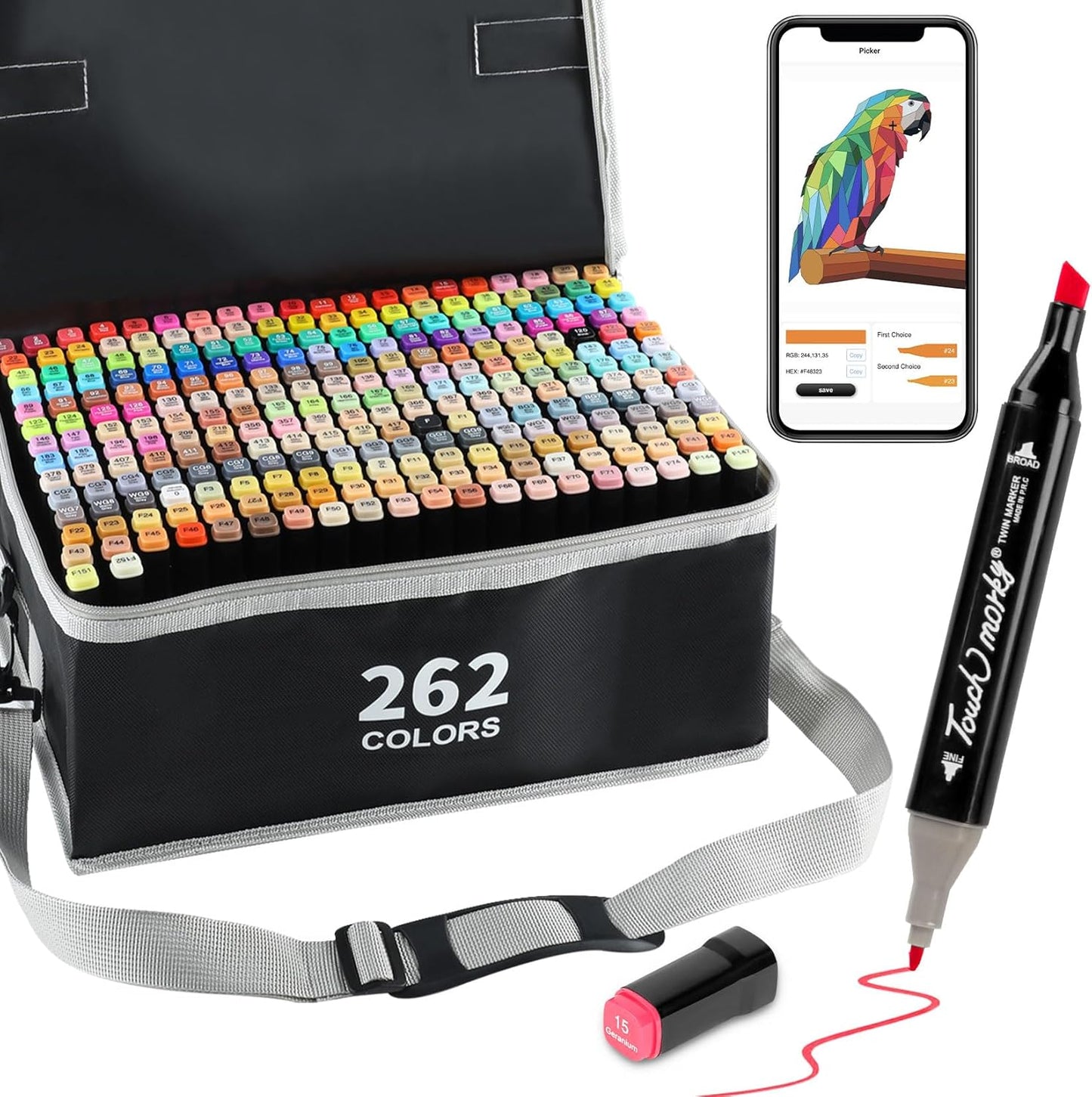 262 Colors Alcohol Markers with Free App, Chisel & Fine Tip Alcohol-Based Marker Set for Adults Kids, Dual Tip Artist Markers for Drawing, Coloring Illustration, Painting and Great Gift Idea