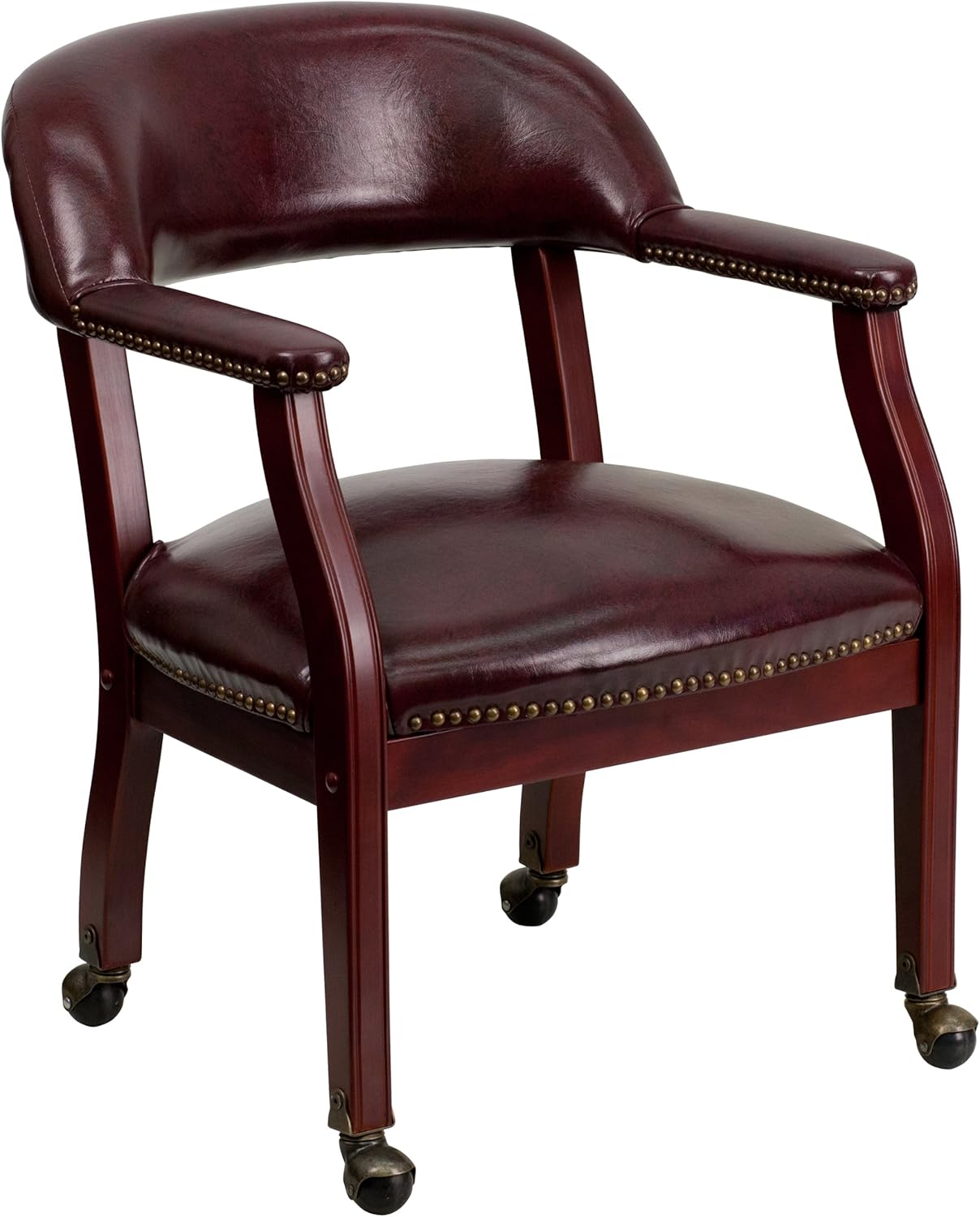EMMA + OLIVER Oxblood Vinyl Luxurious Conference Chair with Casters
