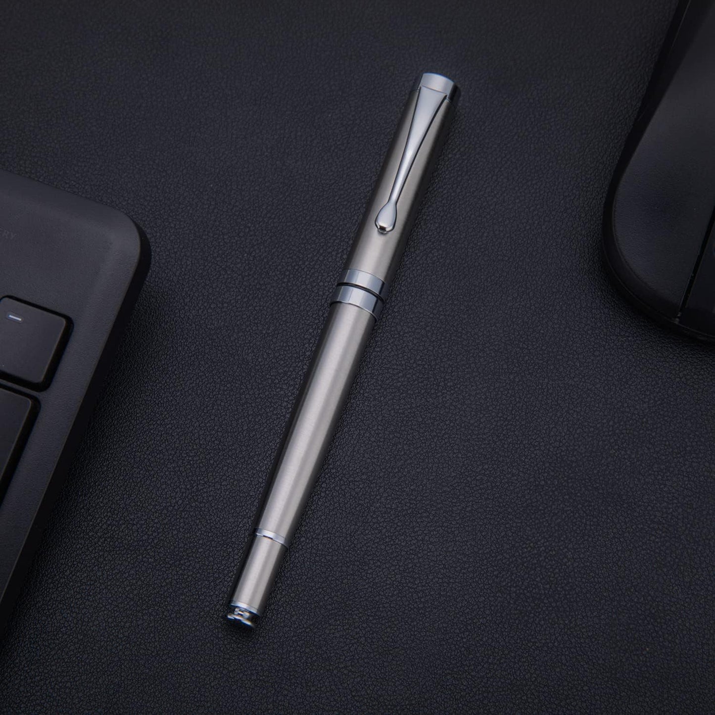 BEILUNER Silver Ballpoint Pens, Stainless Steel Body, Smooth Writing Experience, Dishwasher Safe, Gift Box with Extra Refill