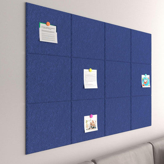 Large Cork Boards for Walls – 48 x 36 Self Adhesive Felt Wall Tiles, Ideal for Office Black Bulletin Board, Easy to Install Pin Board Photo Board