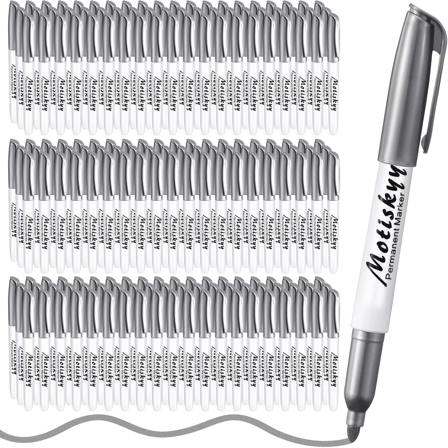 180 Pcs Metallic Permanent Markers Bulk Fine Point Metallic Markers Pens for Fabric, Black Paper, Cards, Scrapbook, Wood, Plastic, Canvas, Mugs, DIY Art Crafts, Etc (Silver)
