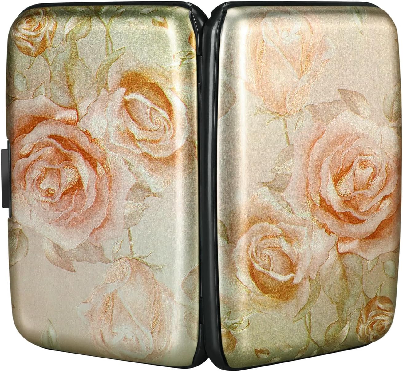 ELFISH Mini RFID Aluminum Wallet Credit Cards Holder Business Card Case Metal ID Case for Men Women(Champagne rose)