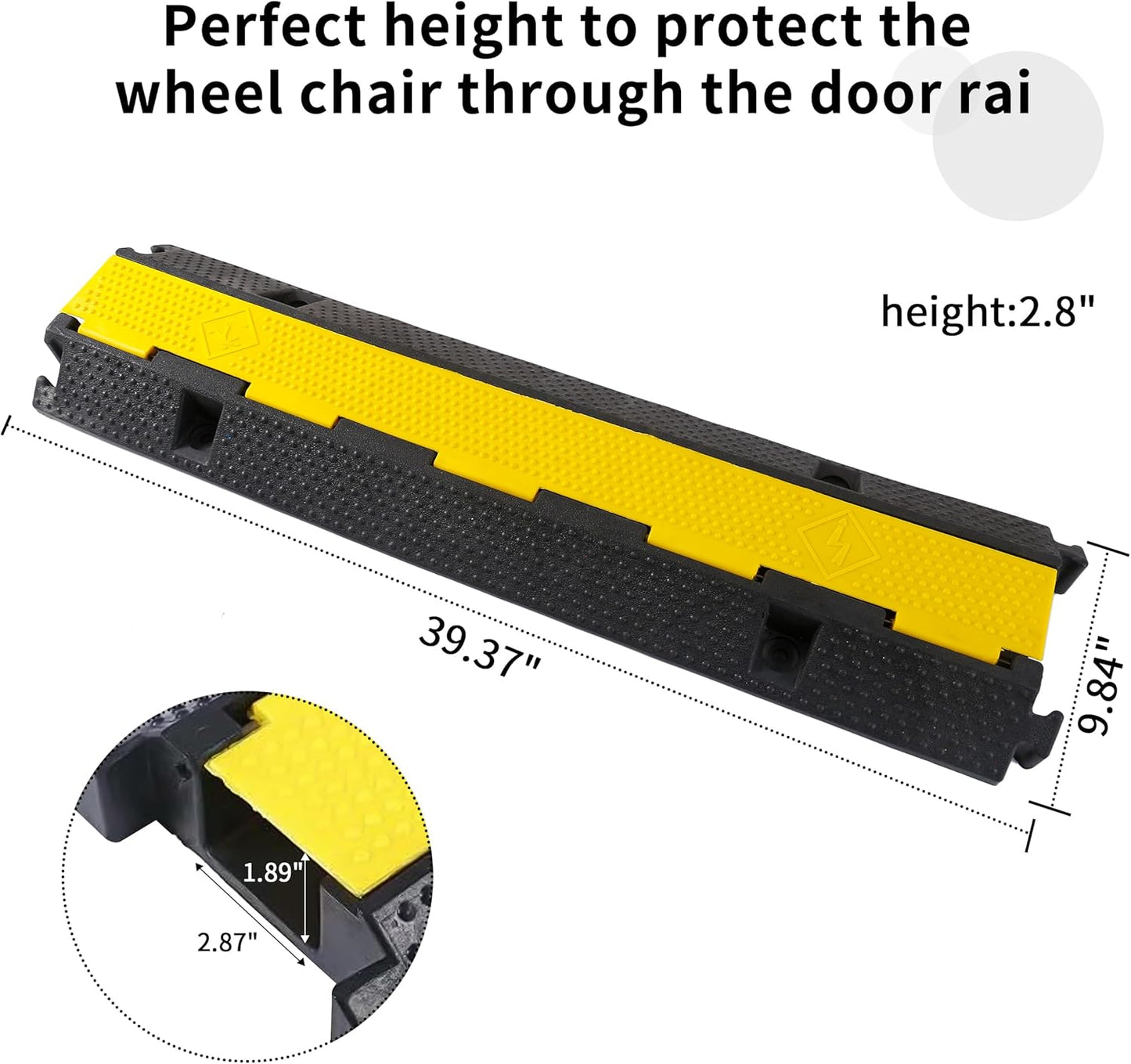 Rubber Cable Ramp Cord Cover Cable Protector Ramps Wire Hose Protective 22000Lbs Load Capacity Traffic 1 Channel Speed Bump for Asphalt Concrete Gravel Driveway, 3 Pack