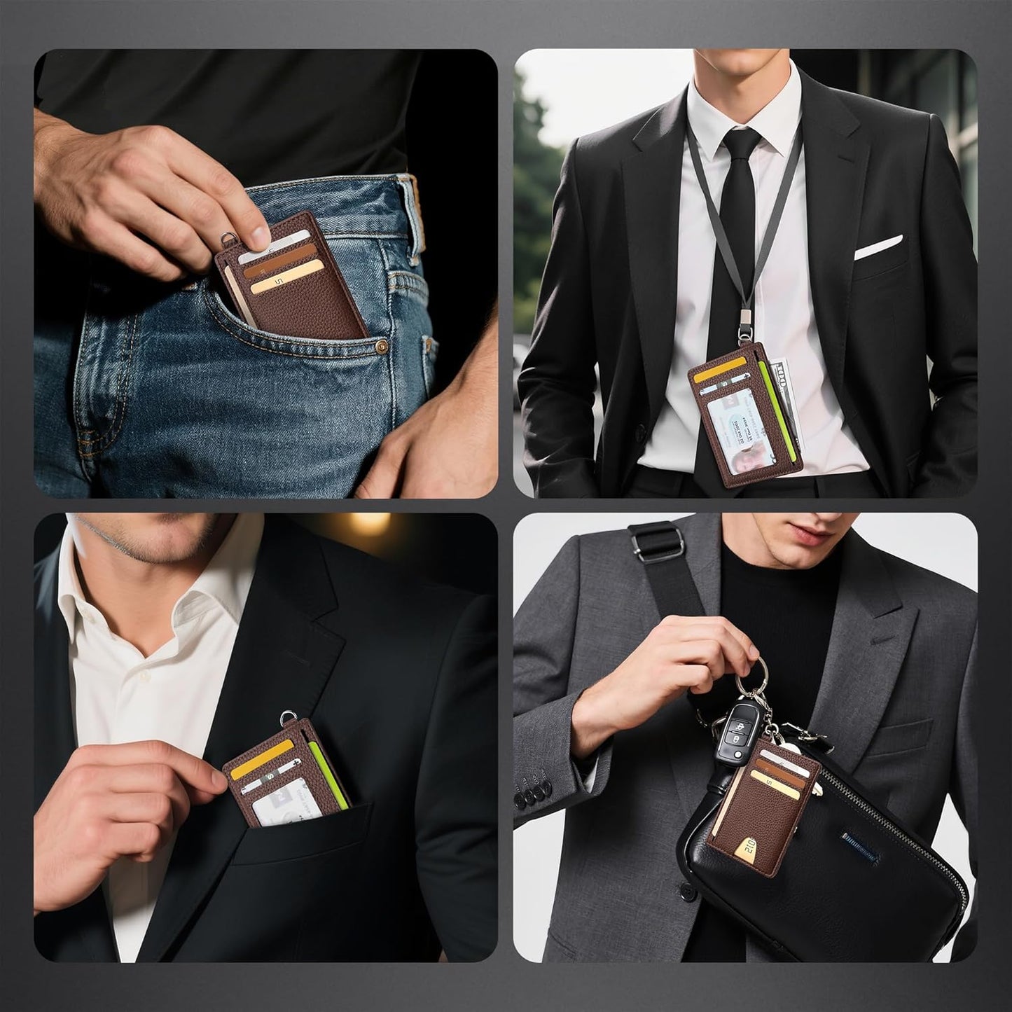 Mayski Slim Wallet, Credit Card Holder for Women, Minimalist Front Pocket RFID Blocking Card Cases, Small Wallet Women Men(Lichee Coffee)