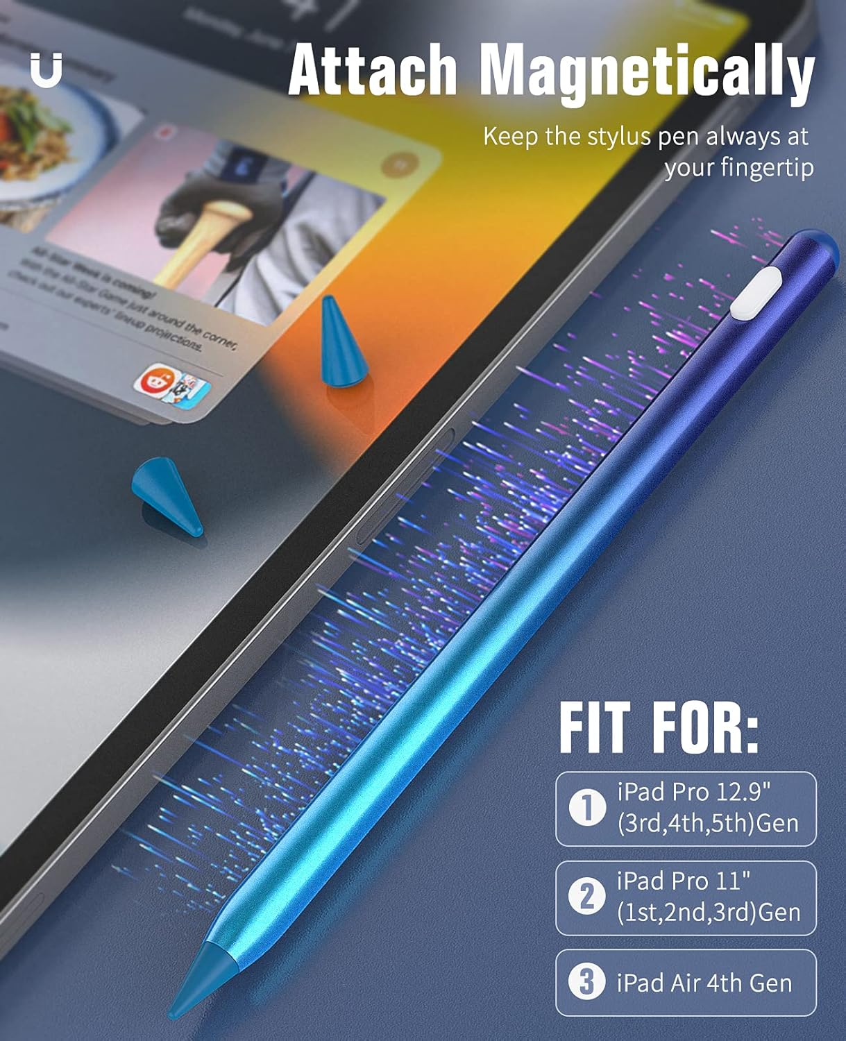 TiMOVO Stylus Pen for iPad, Pencil 2nd Generation with Palm Rejection for 2018-2025 11th/10th/9th/8th/7th Gen, Pro 13"/11"(M4)/12.9", iPad Air 11"/13" (M3/M2), Mini 7/6th, Blue