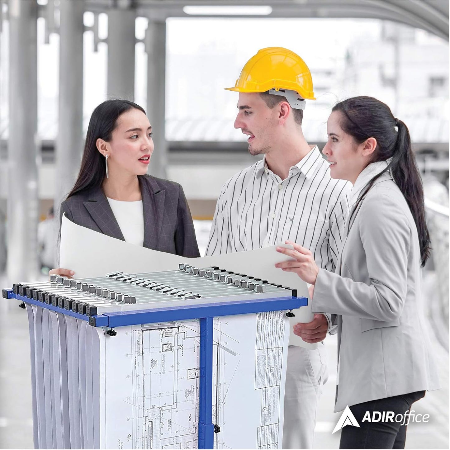 Adir Mobile Blueprint Holder - Adjustable Blue Print Storage Organizer and Construction Plan Holder – Plans Rack for Jobsite and Office (Without Blueprint Clamps)