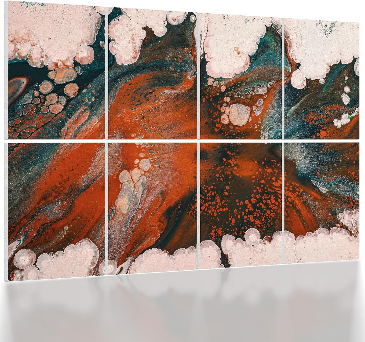 UMIACOUSTICS 8 Pcs 0.7Inch Thick Art Acoustic Panels, Total 47.2” x 31.5” Decorative Sound Absorbing Art Panels, Acoustical Wall Panels for Home, Office, Hotel, Orange-Light Leaping-Cloud