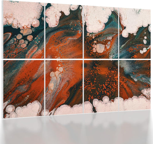 UMIACOUSTICS 8 Pcs 0.7Inch Thick Art Acoustic Panels, Total 47.2” x 31.5” Decorative Sound Absorbing Art Panels, Acoustical Wall Panels for Home, Office, Hotel, Orange-Light Leaping-Cloud