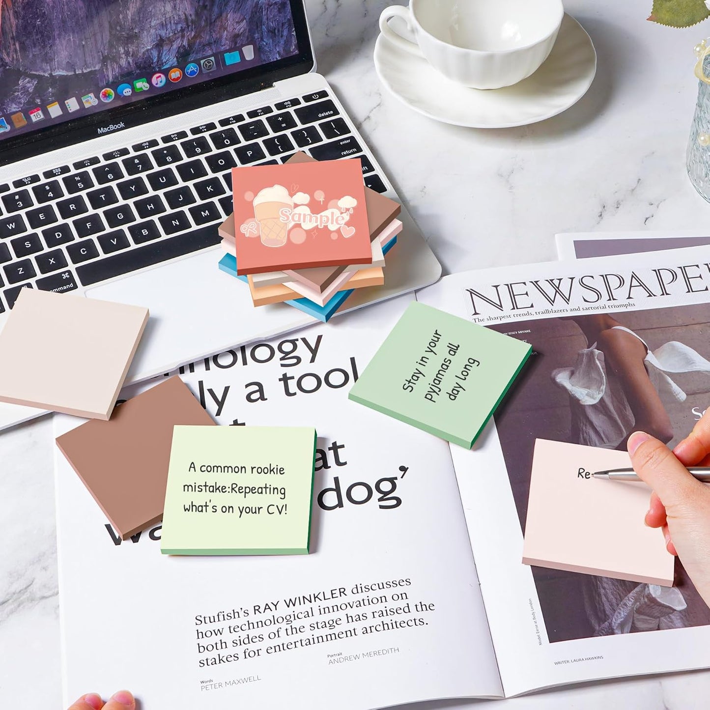 (18 Pack) Sticky Notes 3x3 in Post, Vintage Colors, Sticky Pads, Strong Adhesive, Recyclable, Self-Stick Pads, Easy to Post for Home, Office, Notebook