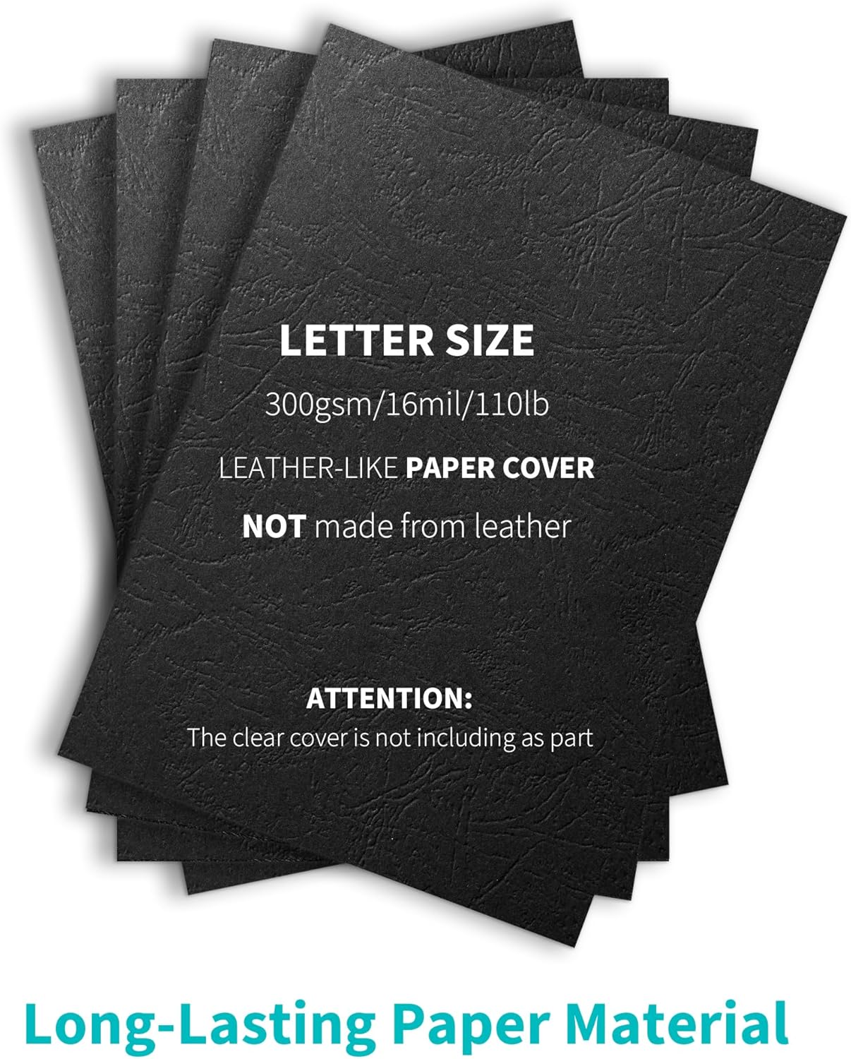 Binditek 25 Pack 16 Mil Grain-Texture Paper Binding Presentation Covers, 8.5 x 11 Inches, 110lb, Un-Punched, Letter Size, Black, Office Supplies