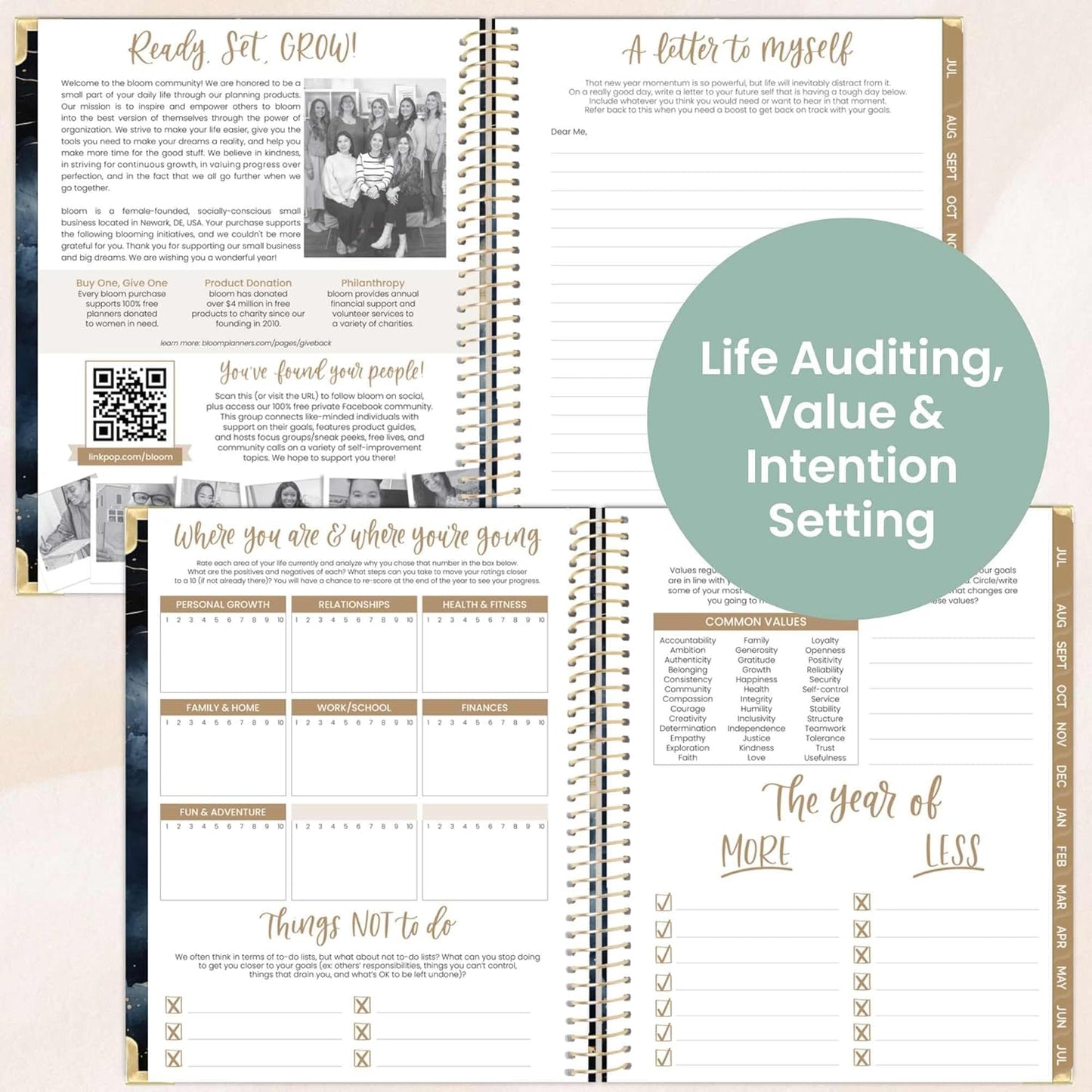 bloom daily planners HARDCOVER 2025-2026 (8.5" x 11") Academic Year Day Planner (July 2025 - July 2026) - Task Goal Organizer - Monthly & Weekly Inspirational Agenda Book - Midnight Sky