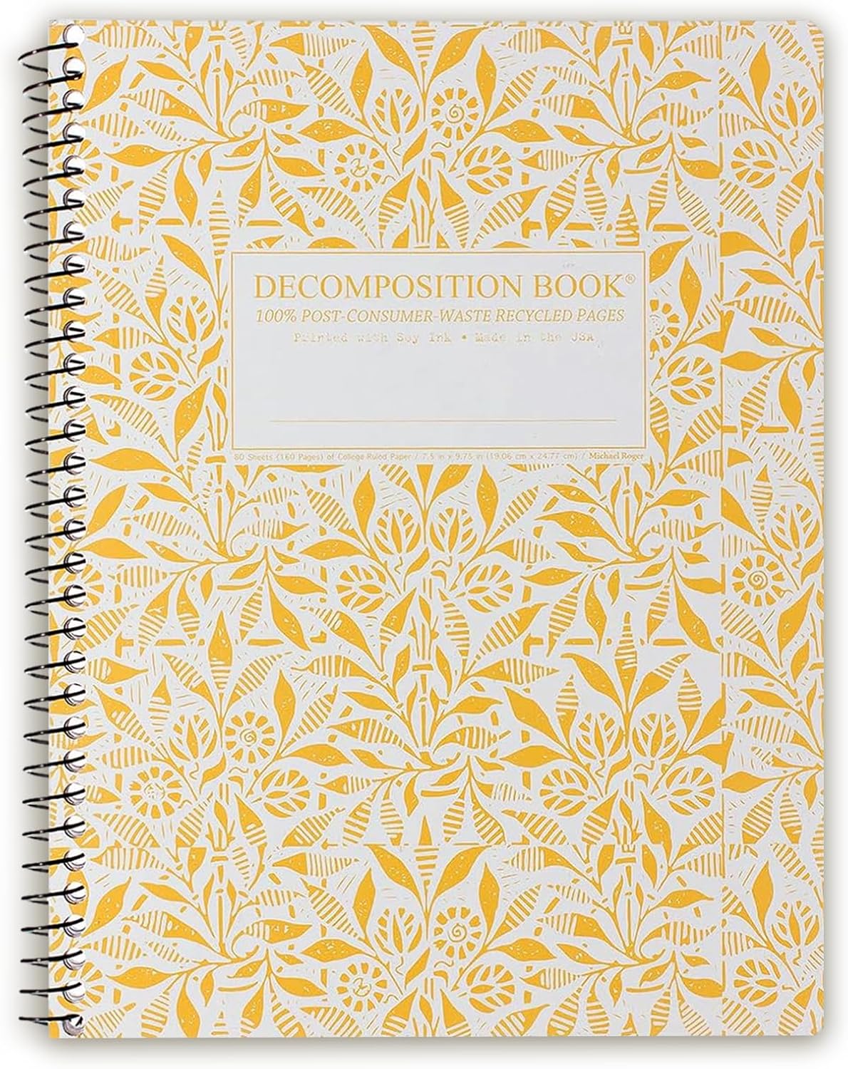 Decomposition Fields of Plenty College Ruled Spiral Notebook - 9.75 x 7.5 Journal with 160 Lined Pages - 100% Recycled Paper - Cute Notebooks for School Supplies, Home & Office - Made in USA