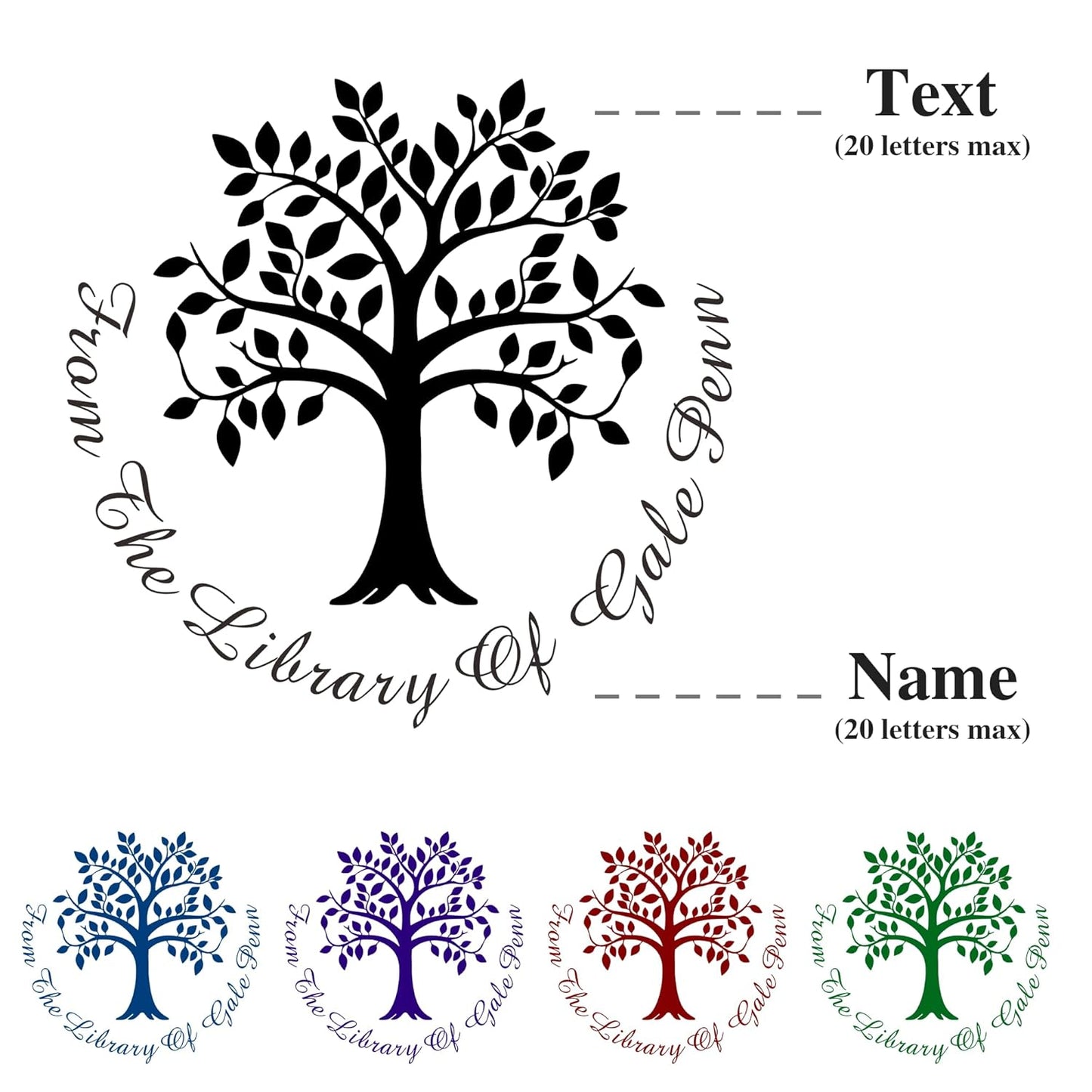 Customized Book Embosser Tree of life Color Stamp with Your Name or Design Personalized Library Embosser Stamp Custom Books Business Cards Paper Documents Notebooks etc. (Tree of Life-03)