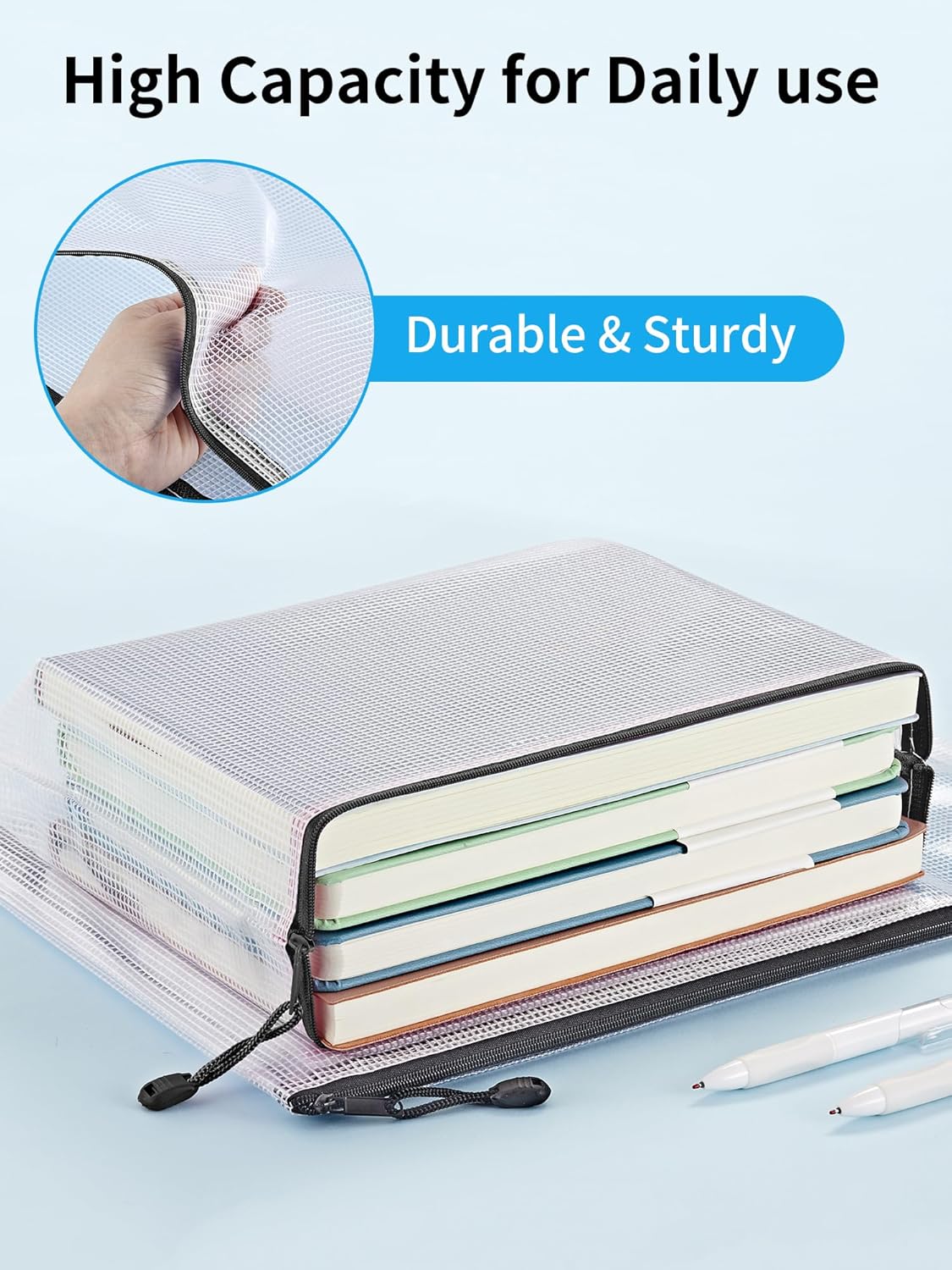 JARLINK 18 Pack 8 Sizes Mesh Pouch, Waterproof Zipper File Bags Document Multipurpose Travel Bags for Office, School, Board Game, Puzzles, Cosmetics, Travel Accessories, and Home Organize, Black