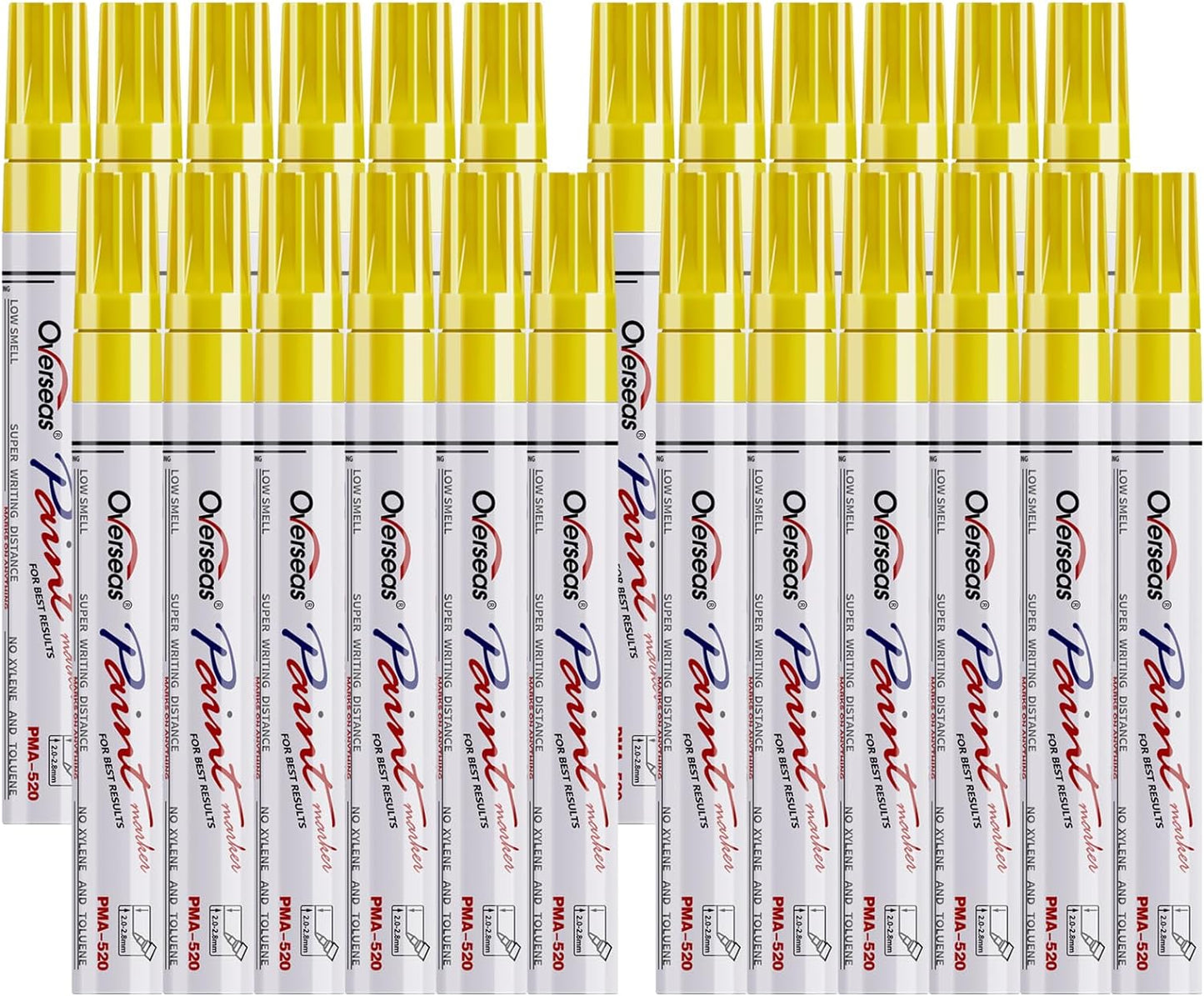 Overseas Yellow Paint Pens Permanent Markers 24 Pcs, Oil Based Paint Markers Set, Quick Drying, Waterproof, Medium Tip Marker Pens for Metal, Rock, Wood, Plastic, Canvas, Glass, Stone, Rubber, Paper