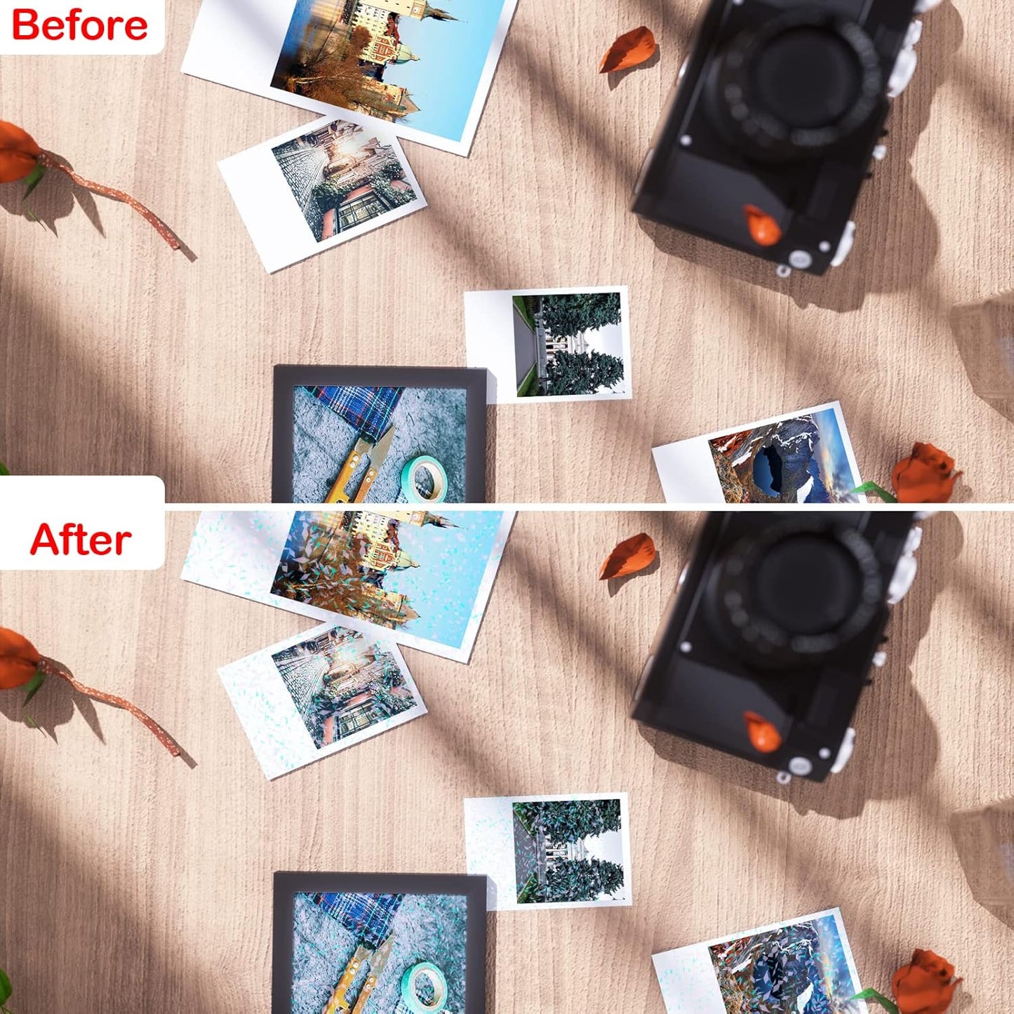 24 Sheets Holographic Laminate Sheets Clear Holographic Sticker Paper Self Adhesive Laminating Sheets Transparent Glitter Waterproof Vinyl Film for Sticker Paper, 8.5 x 11 inch Gem Patterns