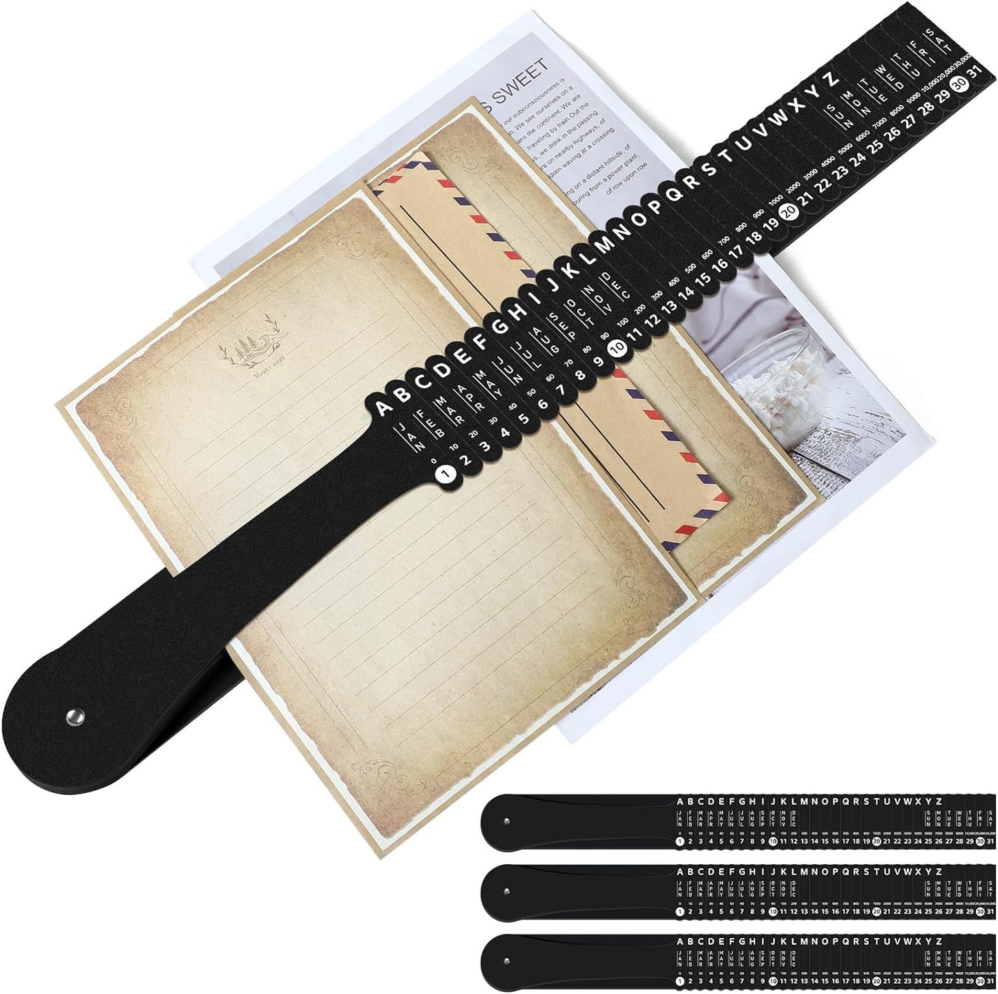 PerKoop Plastic All Purpose Document Sorter Alphabetical File Organizer Compact Upright Space Saving Paper Organizer for File Office, Black, 2.52 x 23.5 inches(2 Sets)