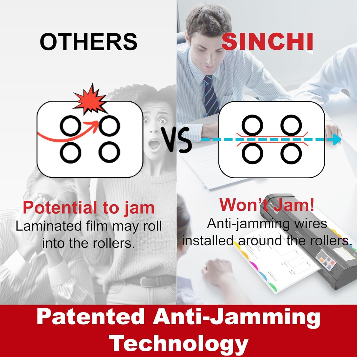 SINCHI Auto Sense, 3-10 mil Laminating Machine for Office and School, 50-Second Warm-up, 17s/Sheet, Never-Jam, Heavy Duty, 13-inch Thermal Laminator Machine 11x17