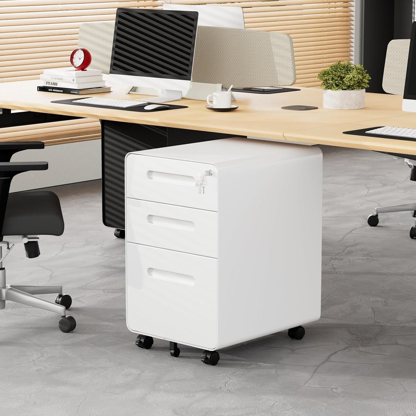 3 Drawer File Cabinet with Lock and 4 Keys, Mobile Metal Filing Cabinet, File Cabinets for Home Office, Under Desk, Pre-Assembly, File Drawer, Letter/Legal/A4 Hanging File Folders